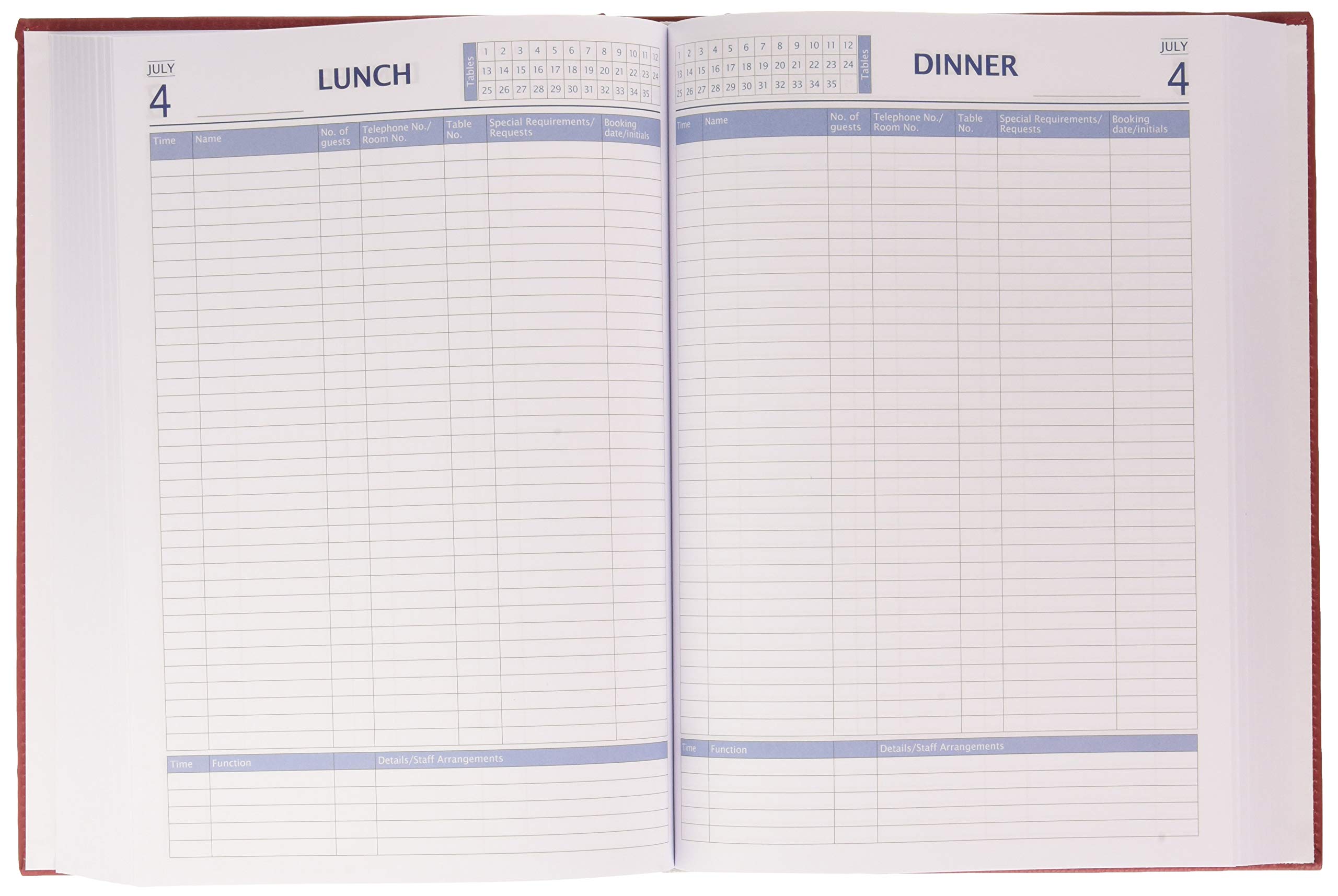 Agenda Prenotazioni Ristorante Castelli - Formato A4 Copertina Rossa Per 35 Tavoli - Foto 8