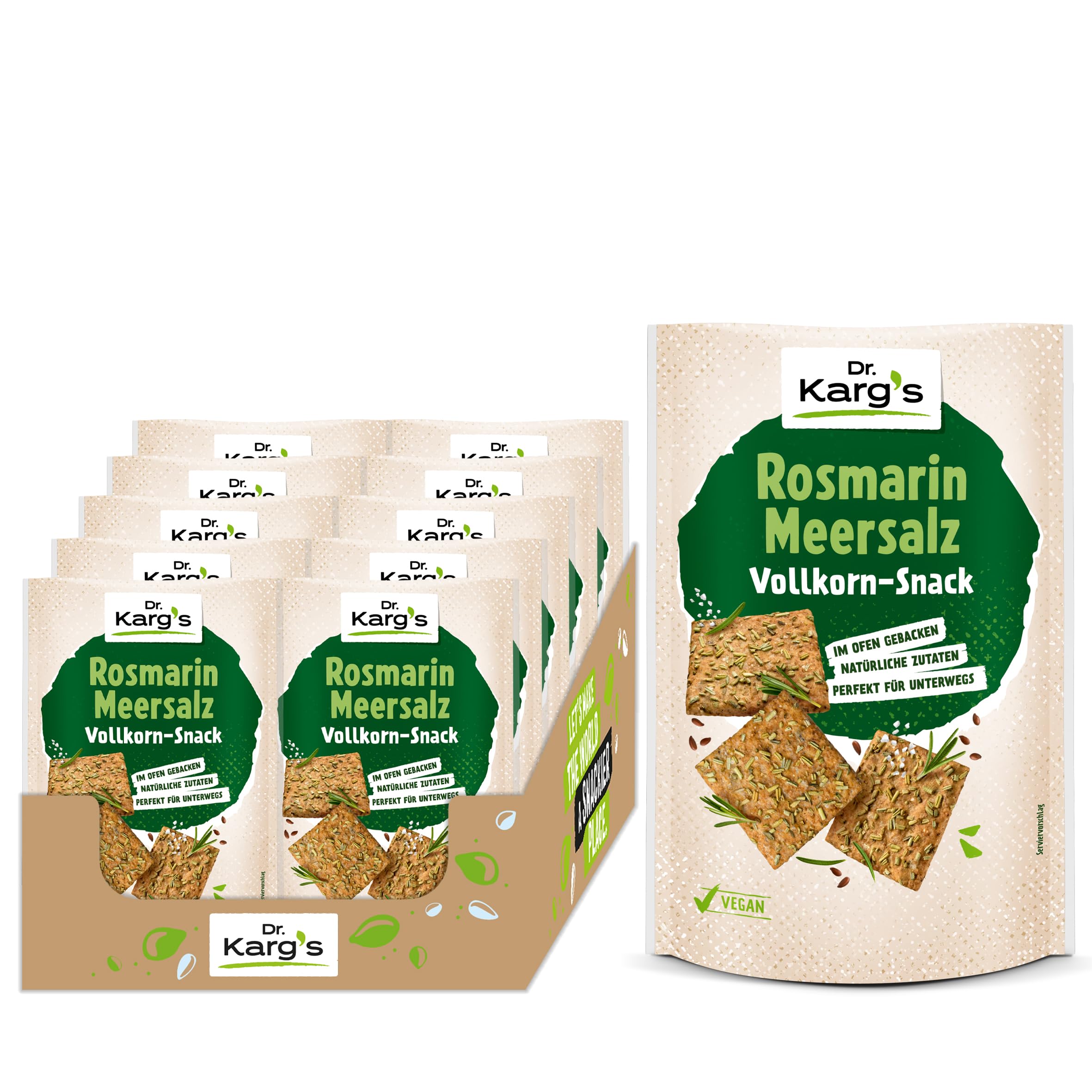 Dr. Karg’s Vollkorn-Snack Rosmarin Meersalz 10x110g vegan knusprig