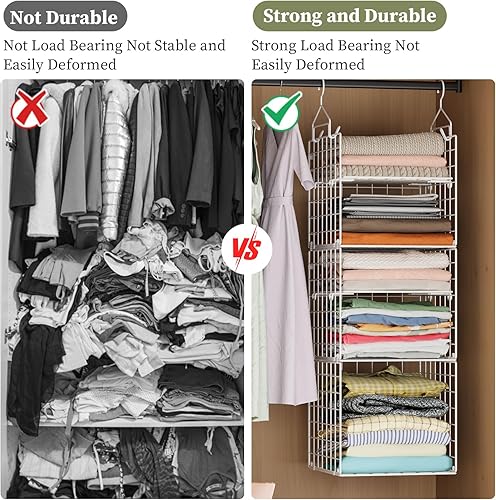 Miniatura 7 de X-cosrack Organizador y almacenamiento para colgar en el armario, estantes colgantes de 5 niveles, cesta organizadora de estante de armario de