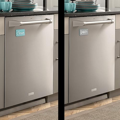 Miniatura 4 de Letrero de imán para lavavajillas de color plateado aguamarina Clean Dirty, indicador de lavavajillas de doble cara, imán universal fuerte sin