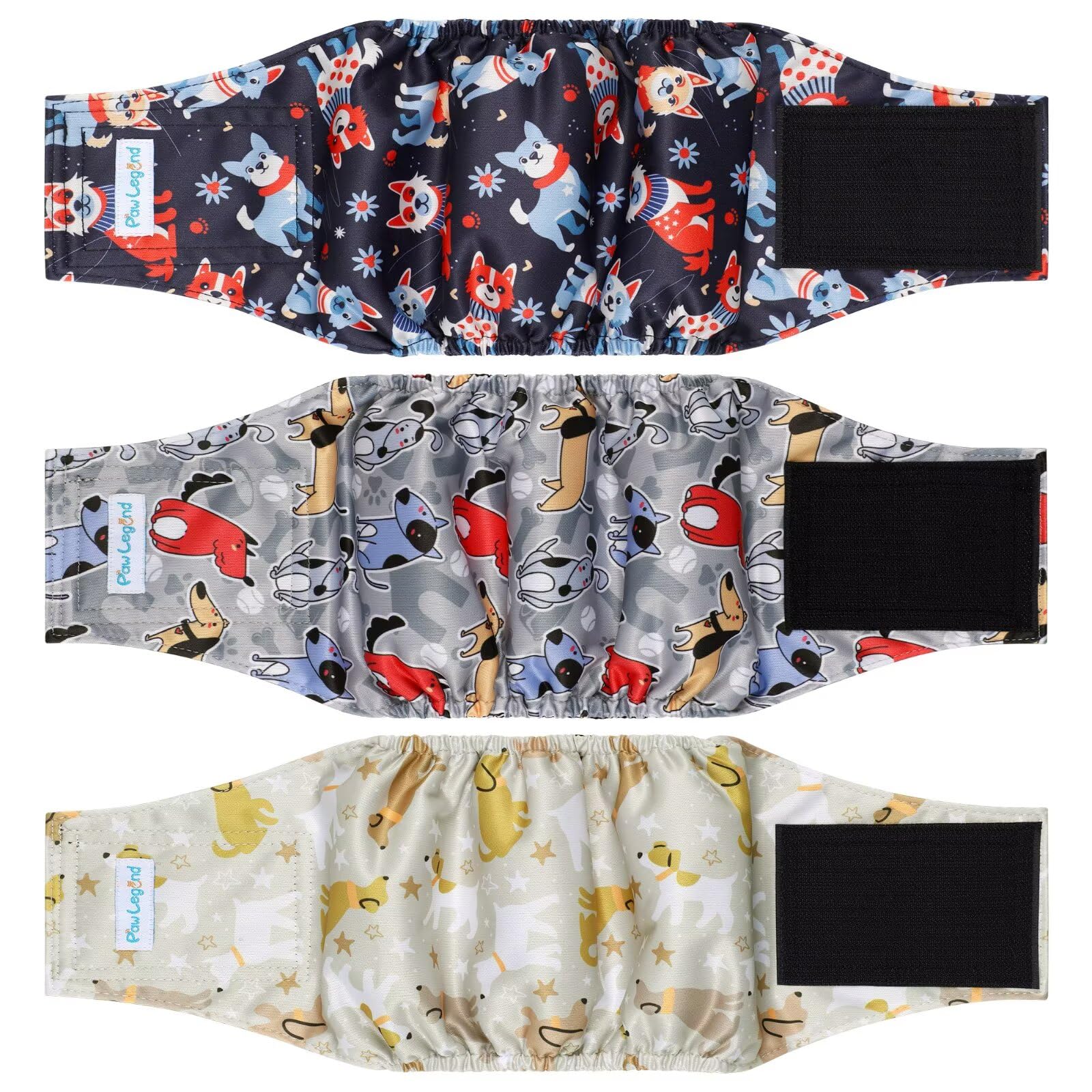 Paw Legend Washable Dogs Diapers Male Dog Belly Bands for Male Dogs Diapers Reusable Puppy & Doggie Diapers Male