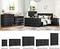 Vista 7 de Cómoda de 3 cajones para dormitorio, cómoda de madera de 24 pulgadas de ancho, cómoda rústica de granja con cajones grandes y asas de metal