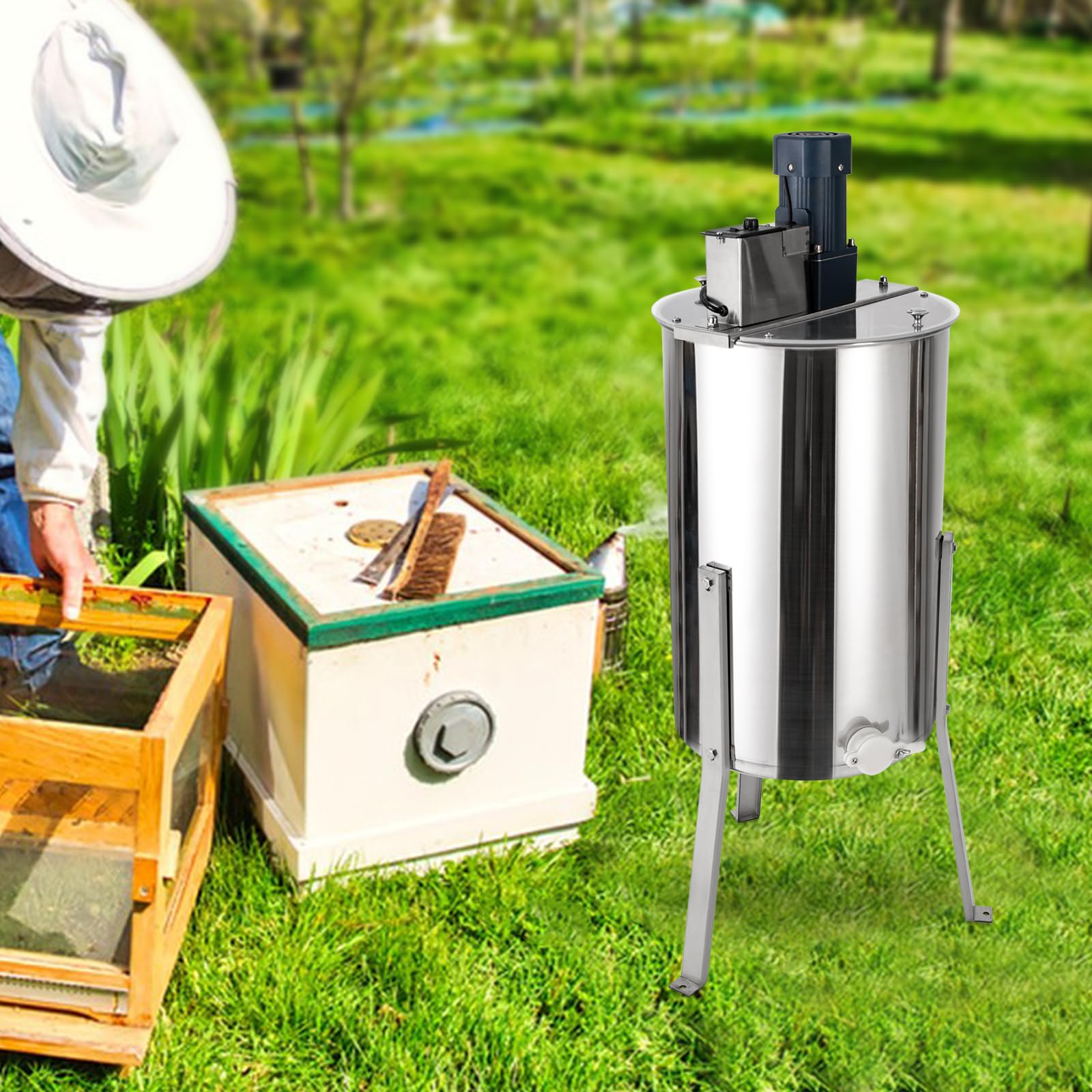 Fionda di miele elettrica da 140 W, in acciaio inox, per 3 telai estrattore di miele, 370 giri/min, regolabile apicoltura e apicoltore accessori