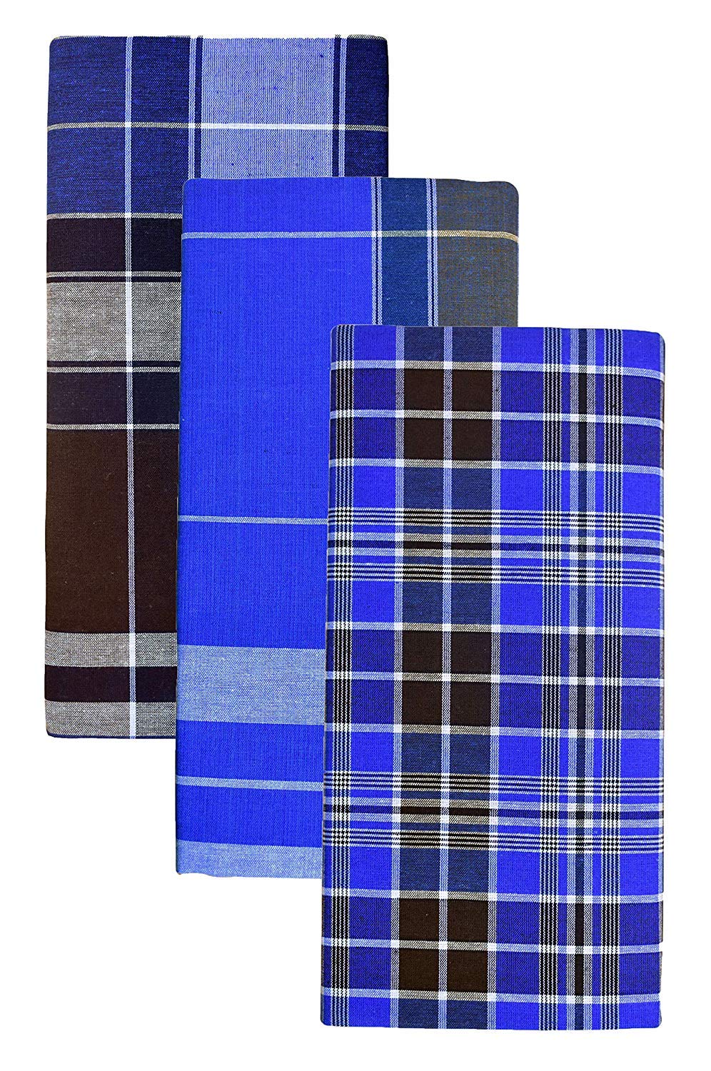 bluemen Cotton Lungis for Men (2.00 meters,Multi-Coloured pack of 3)||Assorted Checks_2m-picture-54