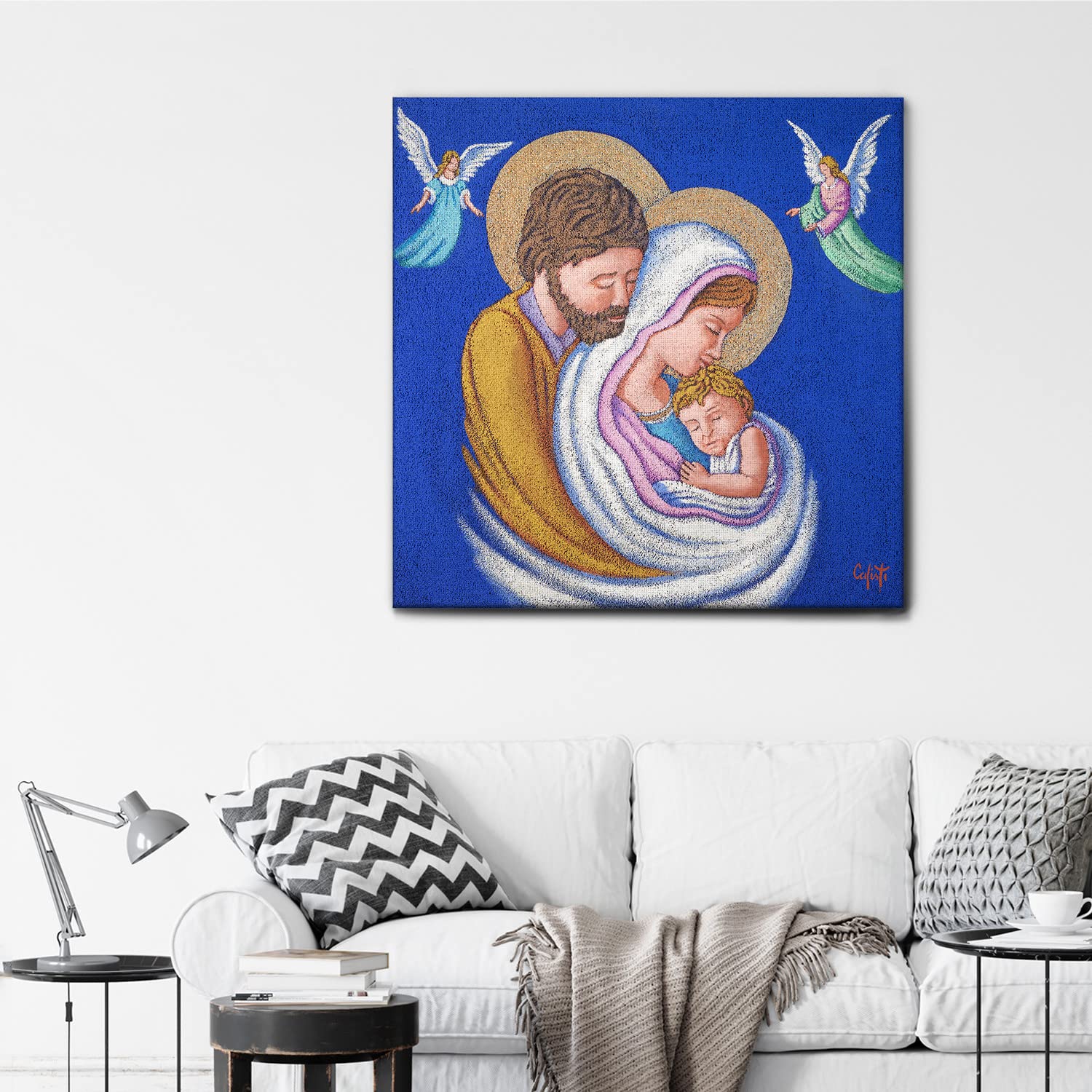 Quadro Sacra Famiglia Su Tela 100x50 Cm - Giallobus Made In Italy, Pronto Da Appendere - Foto 4