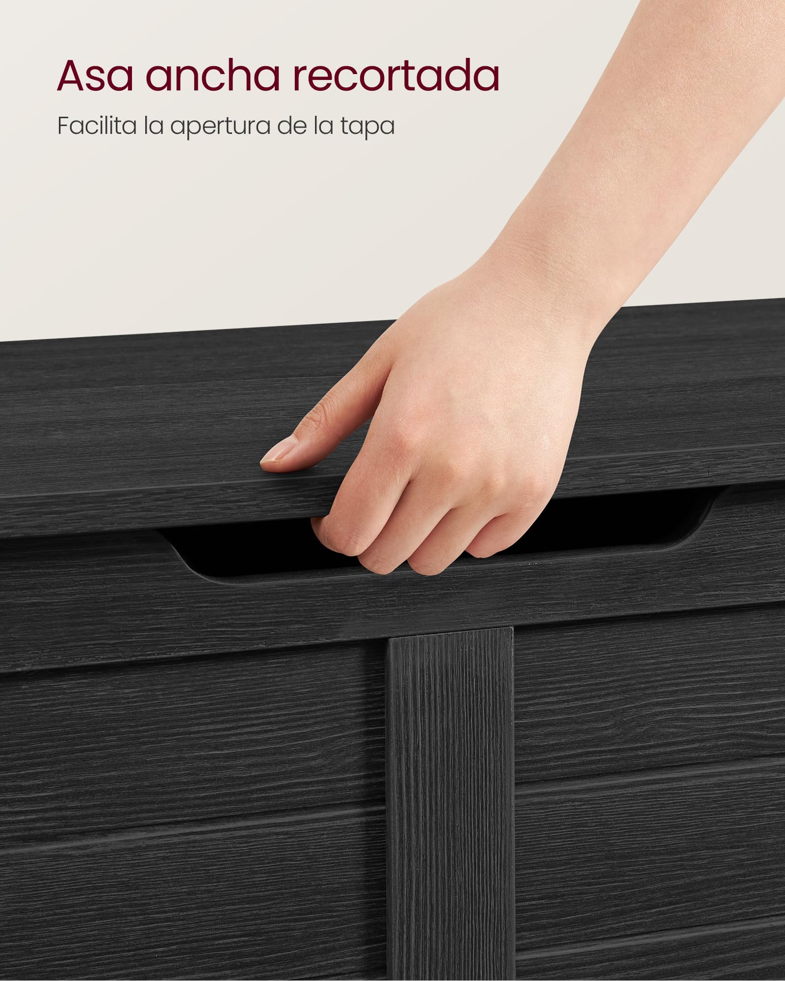 VASAGLE Puff Almacenaje con 2 Bisagras de Seguridad, 40 x 100 x 46 cm | Baúl, Banco Zapatero, Estilo de Campo, para Pasillo Dormitorio Salón, Gris Carbón, Colección SOFIE LSB061B01