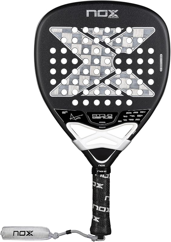 Pala de Pádel NOX AT10 Genius Attack 18K Alum 2026 | Agustín Tapia Pala Padel | Sistema de equilibrio de peso, cara de carbono de alumbre de 18 quilates con núcleo Eva negro MLD | Agilidad del túnel EOS