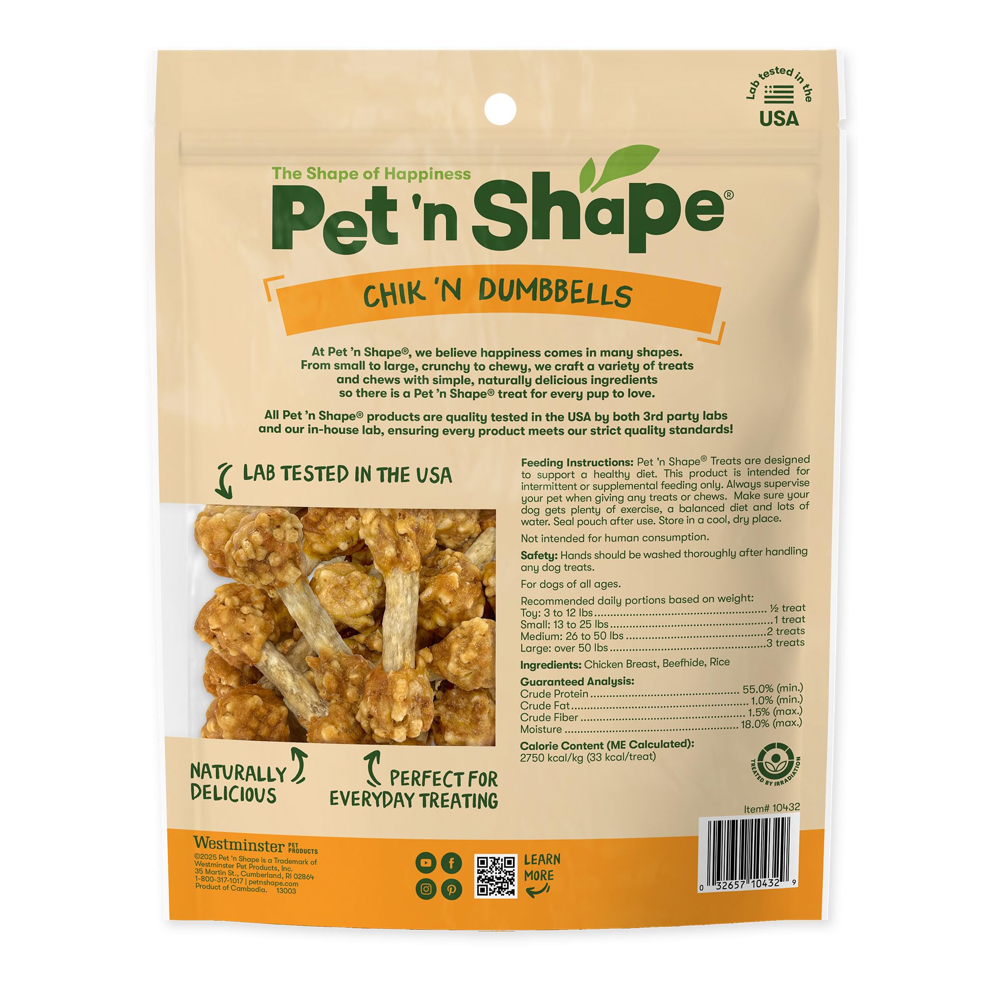 Pet n 'Form Huhn oder Ente mit Reis Hanteln Natural Dog Treats