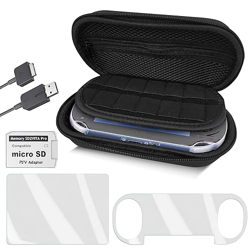 Skywin Four-in-One Kit For PS Vita Case, Protector, Adapter Charger, and Micro SD Memory Card - Compatible with PS Vita Accessories 1000 2000 3.6
