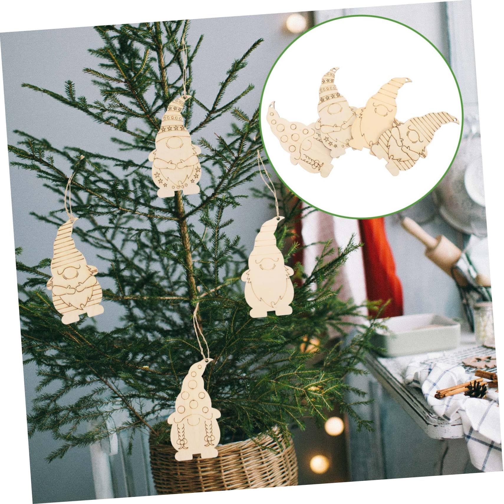 40 Pezzi Decorazioni in Legno Gnomi Fai da Te per Albero di Natale, Materiale Sintetico Leggero, Stile Rustico e Atmosfera Festiva per Eventi Natalizi