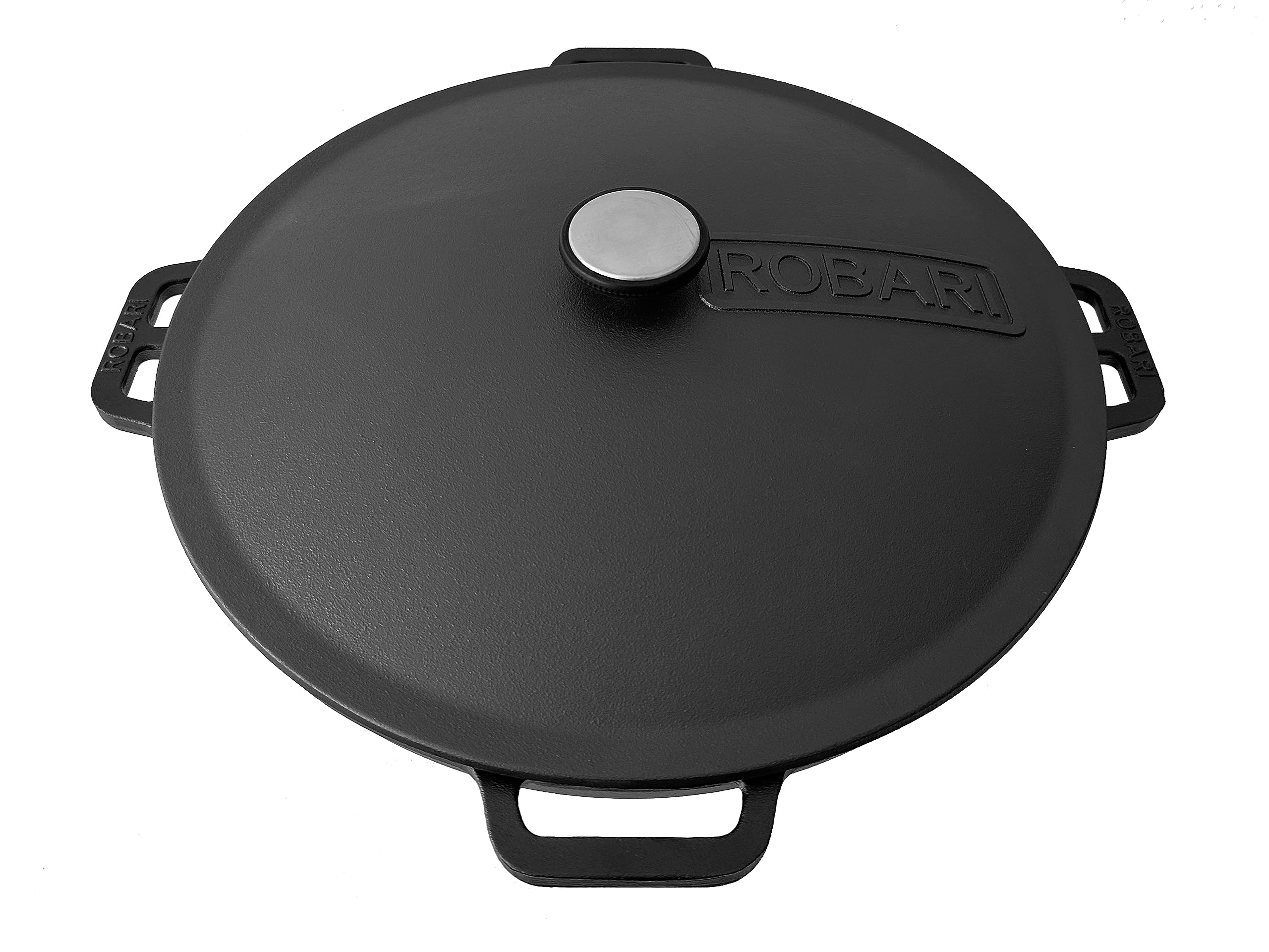 Gusseisen Kazan mit Deckel | Traditioneller Gusstopf | Kasan mit abgeflachtem Boden | Grillwok schwarz 12 L | Traditioneller Gusstopf, Abgeflachter Boden, Grillwok, Höhe 16 cm