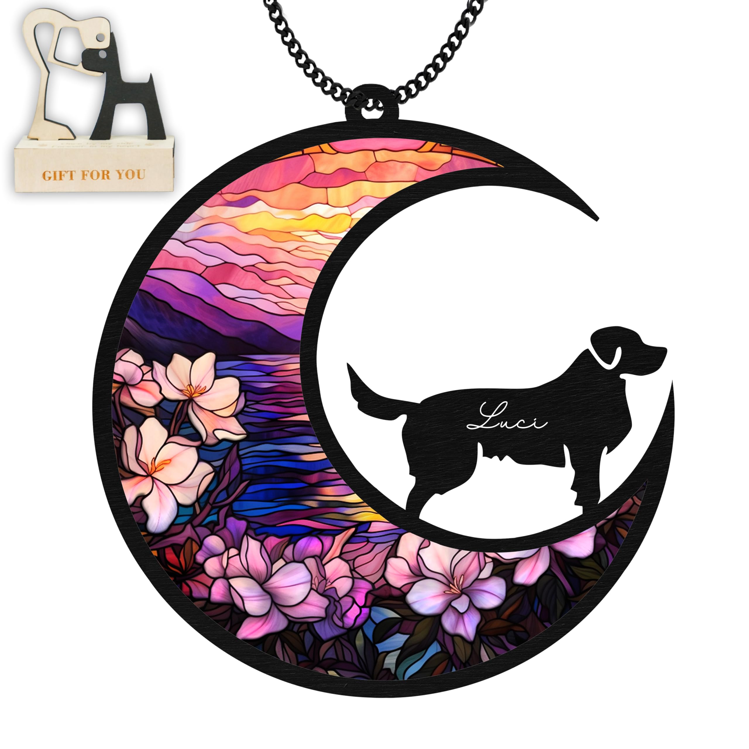 Golden Retriever Memorial Dog Suncatcher Acrylic Stained Glass Window Car Hanging Loss of Dog Sympathy Gift for Pet Lover Dog Passing Away Gifts SC-D-B15-6-75