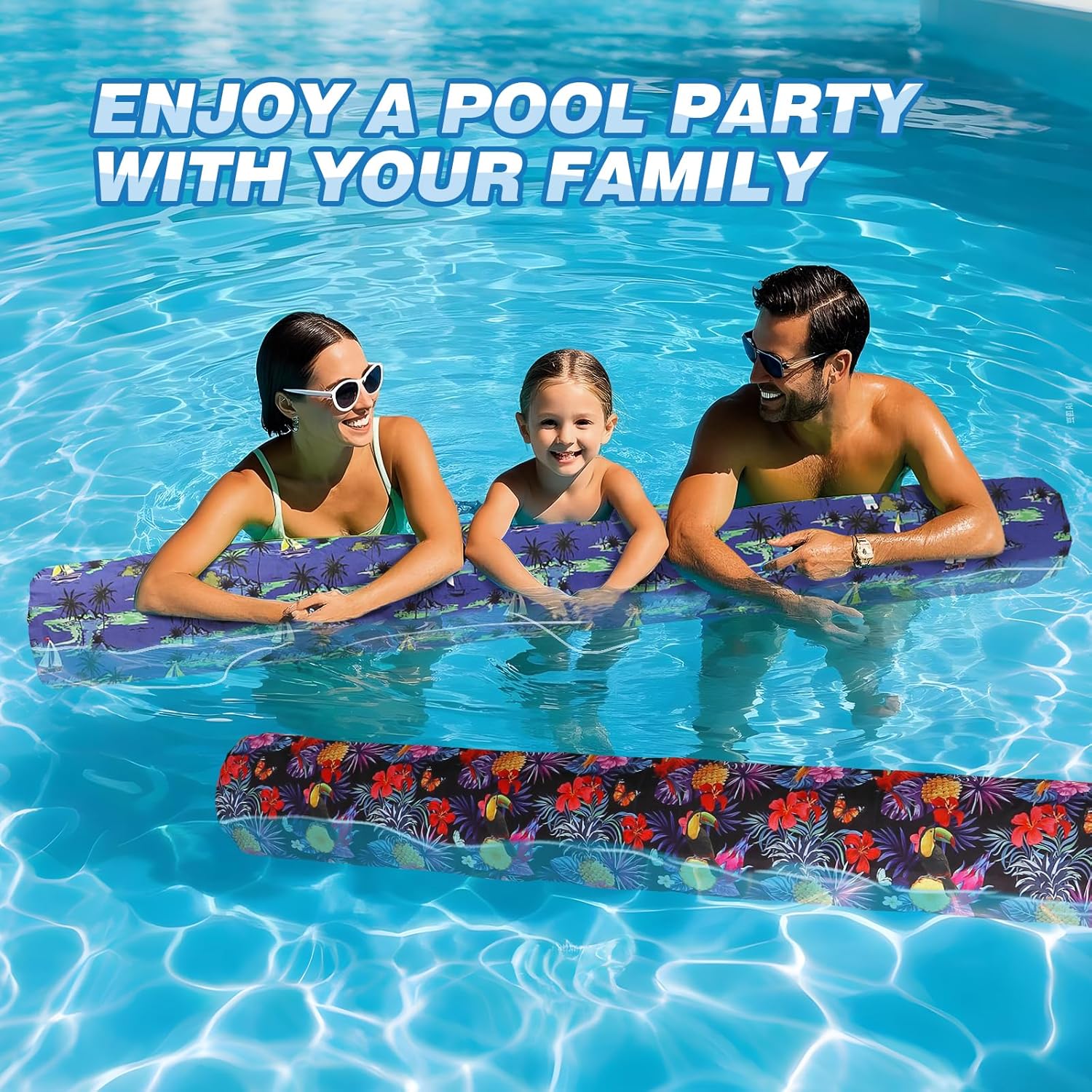 2 Pack Inflatable Swimming Pool Noodle, 56 x 6.5 Inch Pool Noodles Floats for Adults, Soft Fabric Covered Large Pool Floats Noodles, Pool Floats Toys for Swimming Pool, Beach & Lake