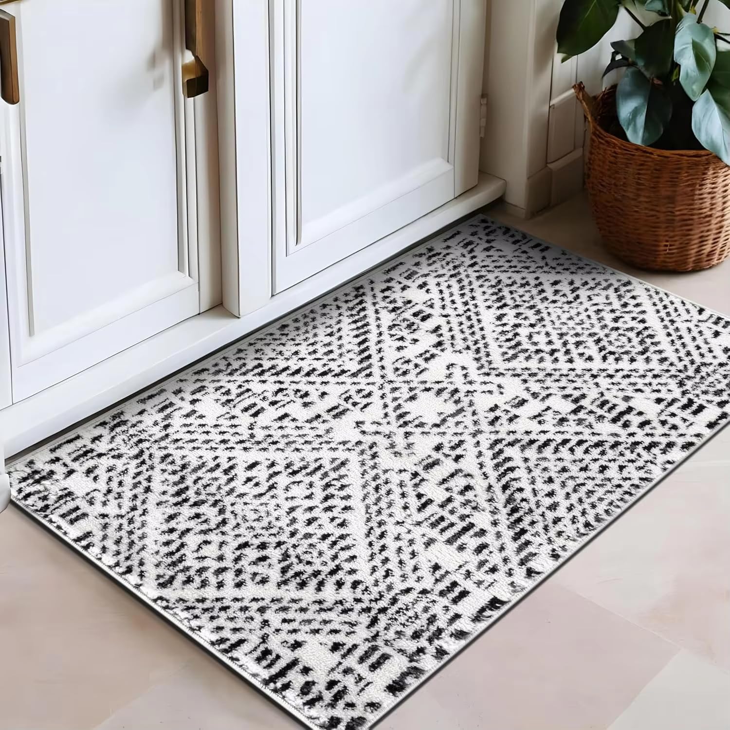 Tapis de salon bohème crème géométrique pour transformer l'ambiance de votre chambre