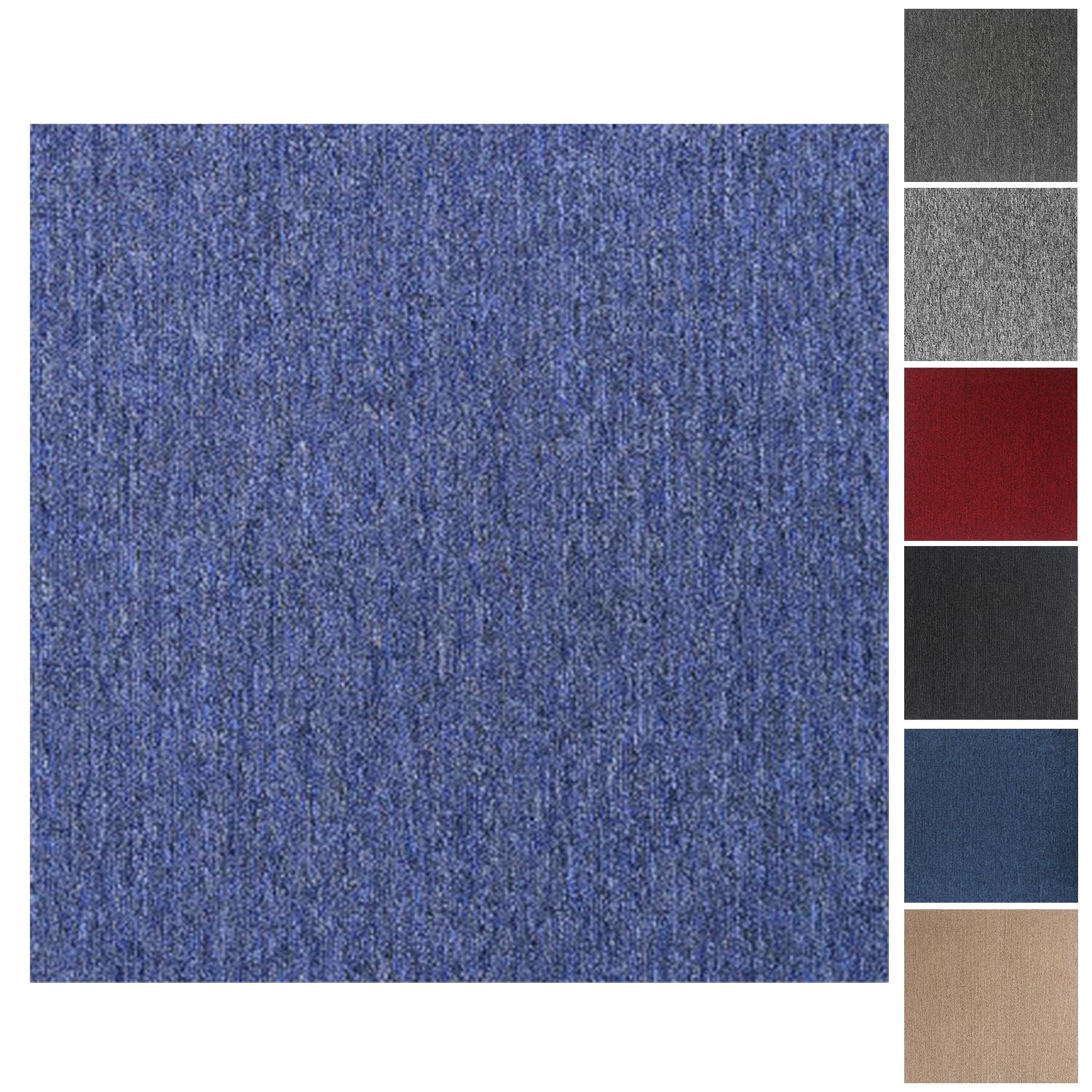 Carpet Tiles, 20pcs Carpet Tiles 50x50 for for Commercial Retail, Office, Home, Kitchen, Bedroom, Living Room, Bathroom (Blue)