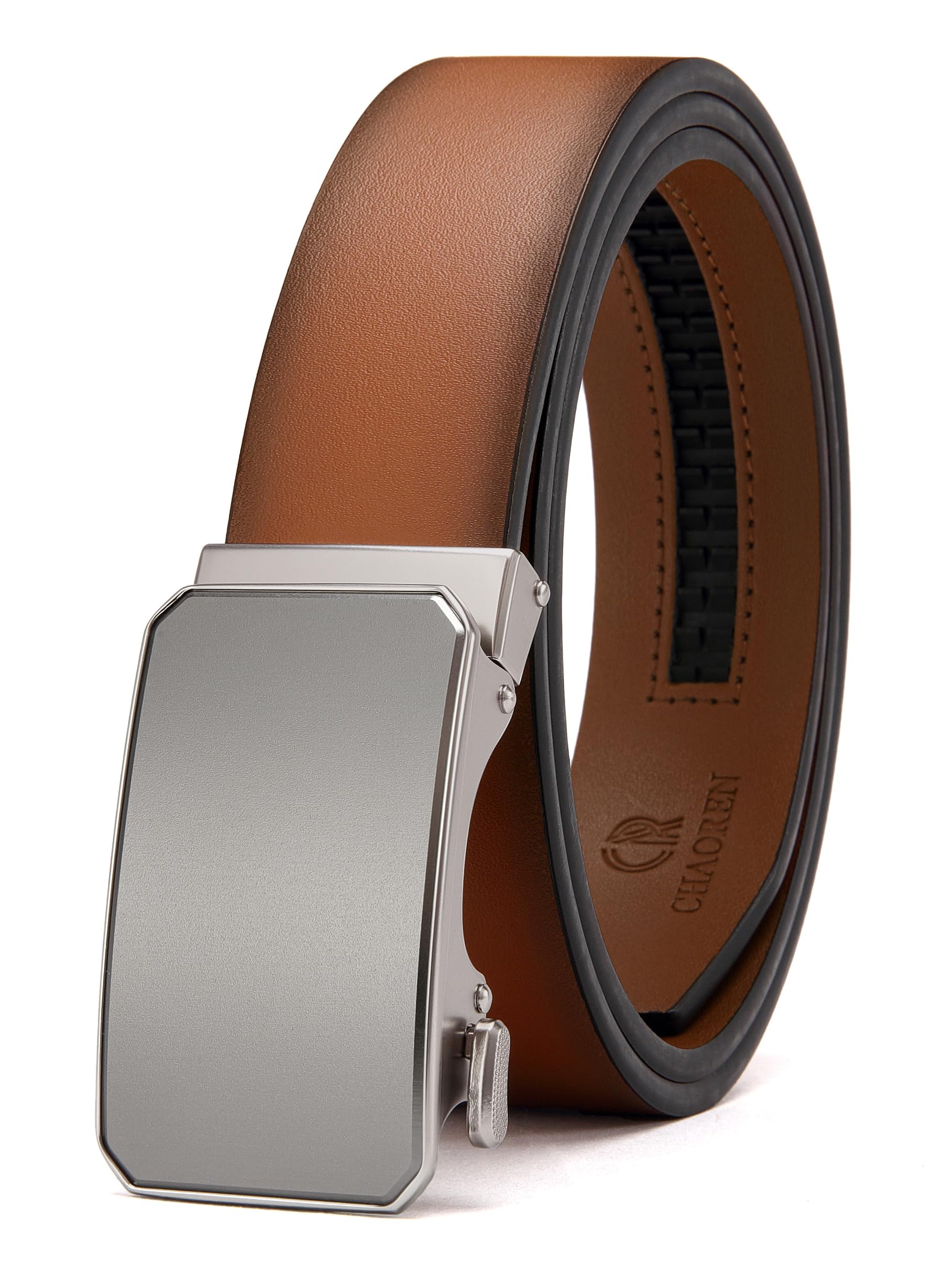 CHAOREN Ratchet Belts for Men - Mens Leather Belt 1 3/8" for Casual Dress - Micro Adjustable Belt Fit Everywhere