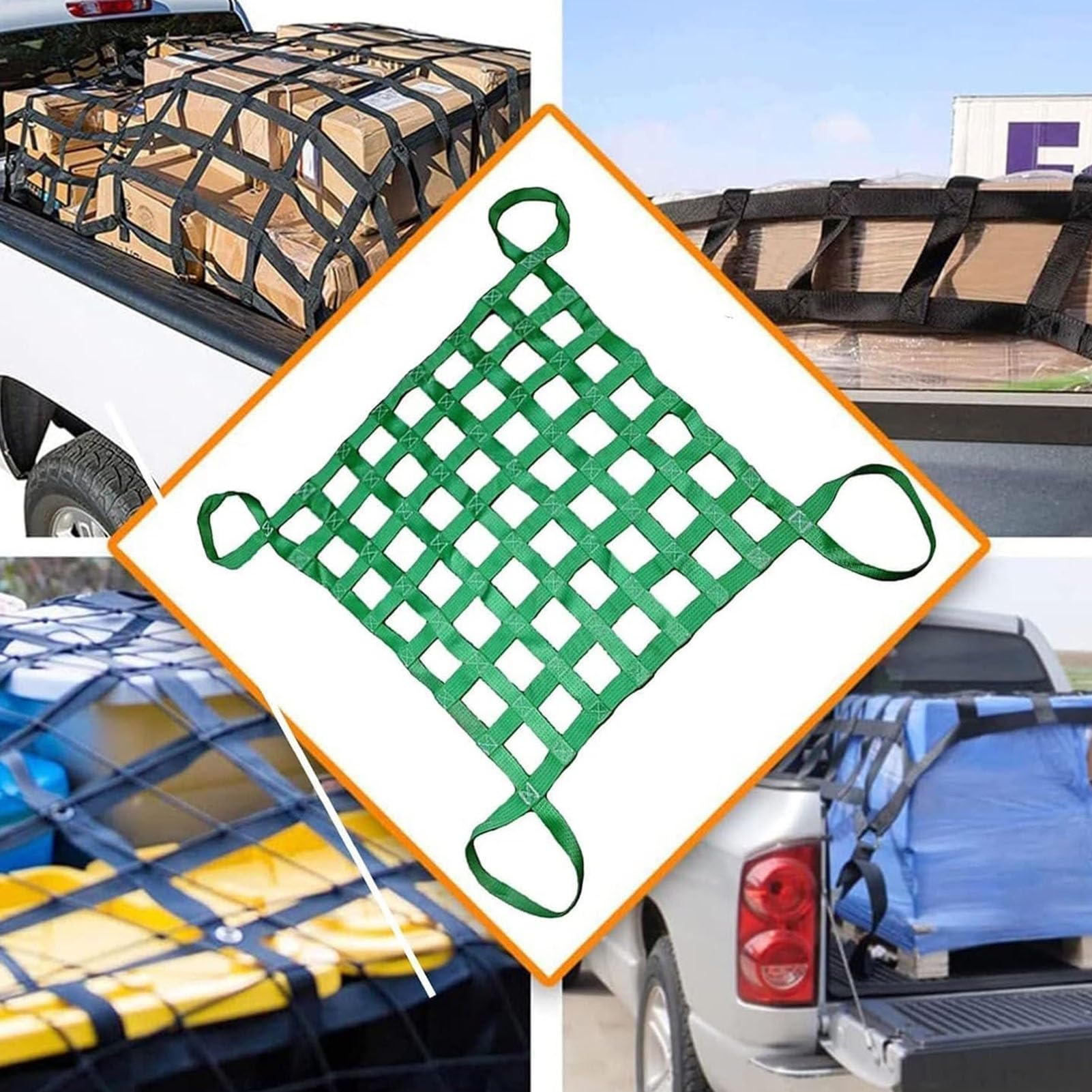 Rete di Sollevamento in Nylon Resistente per scatole, Pallet e Merci. Cinghie di Sicurezza robuste per Il Fissaggio del carico. Rete di Sollevamento per Appendere e Fissare (2 m x 2 m, Magli