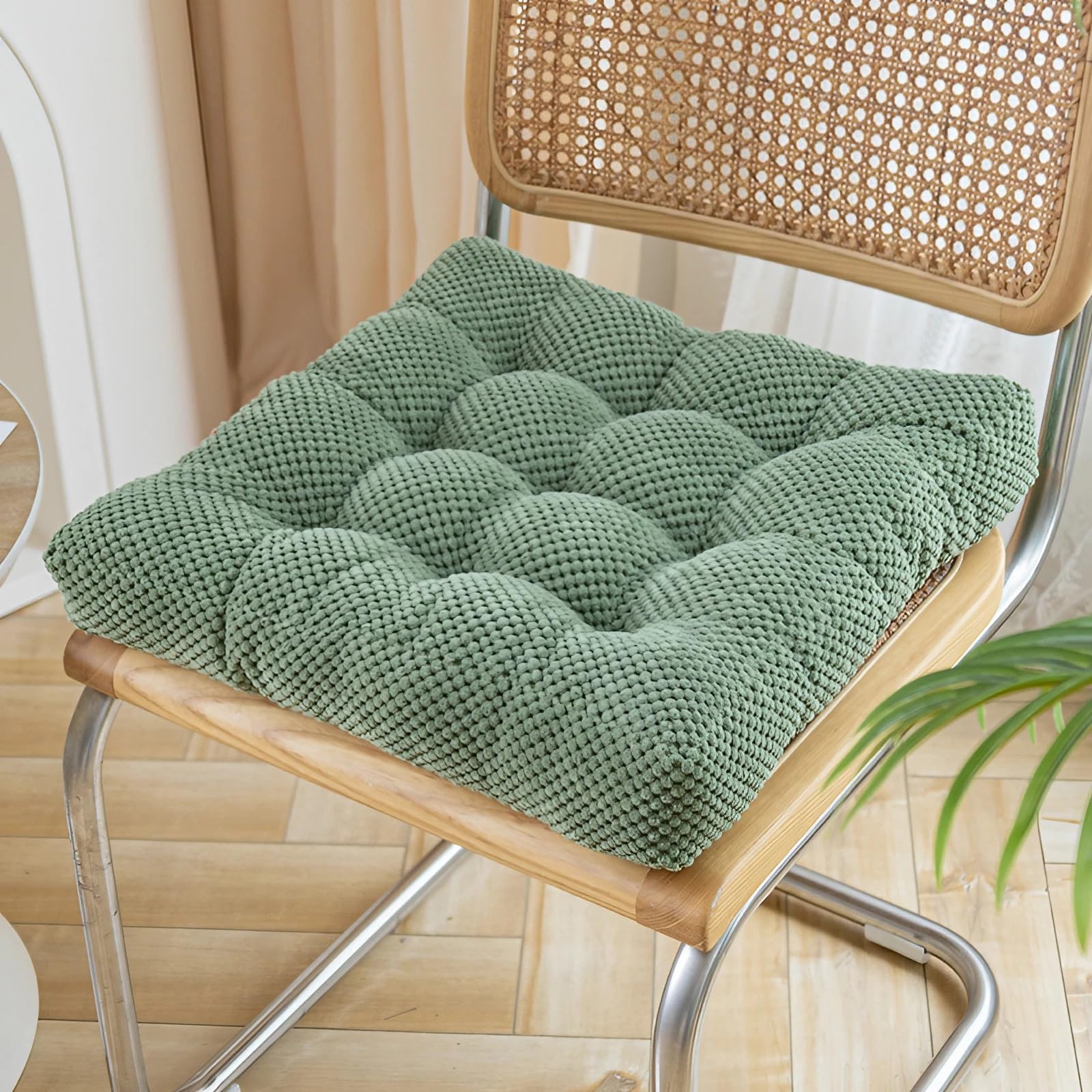 YSPZDQ Thick Soft Seat Cushions, Fluffy and Full Chair Cushions, Corduroy Seat Pads, Comfortable and Breathable Floor Cushions for Living Room Garden Office Patio(Dark green,50 x 50cm)