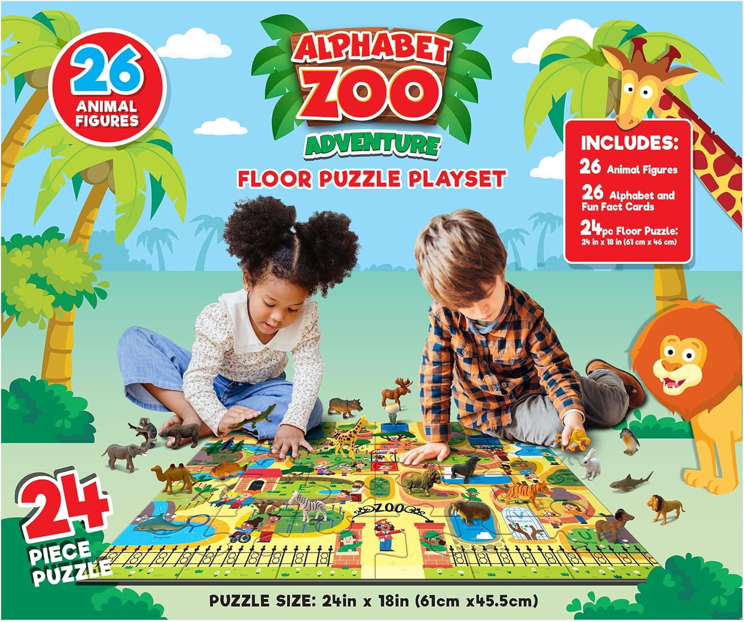 RoseArt Kids Floor Puzzle Playset - 24 Piece Jigsaw Puzzle