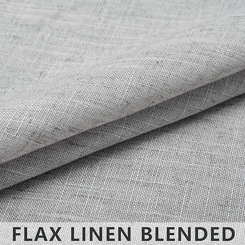 Miniatura 4 de Cortinas grises cortas de 54 pulgadas de largo para dormitorio de niñas cortinas de lino con dobladillo para barra, de estilo rústico casual y con