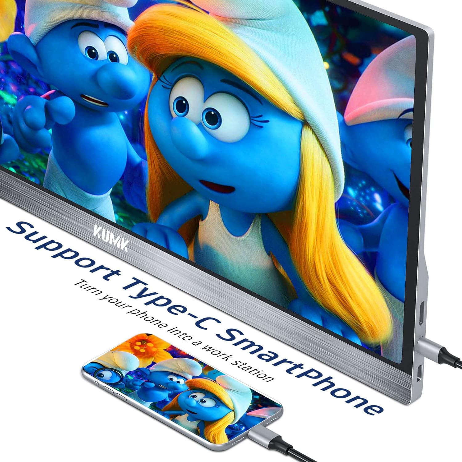 Monitor Portatile 4K, KUMK 15,6 UHD 3840x2160 Schermo Portatile, 100% sRGB Schermo IPS con HDMI Type-C Porta Doppi Altoparlanti, Compatibile con Laptop, Telefona, PC, Mac, PS3/4/5 Xbox Switch Monitor Portatile 4K, KUMK 15,6 UHD 3840x2160 Schermo Portatile, 100% sRGB Schermo IPS con HDMI Type-C Porta Doppi Altoparlanti, Compatibile con Laptop, Telefona, PC, Mac, PS3/4/5 Xbox Switch