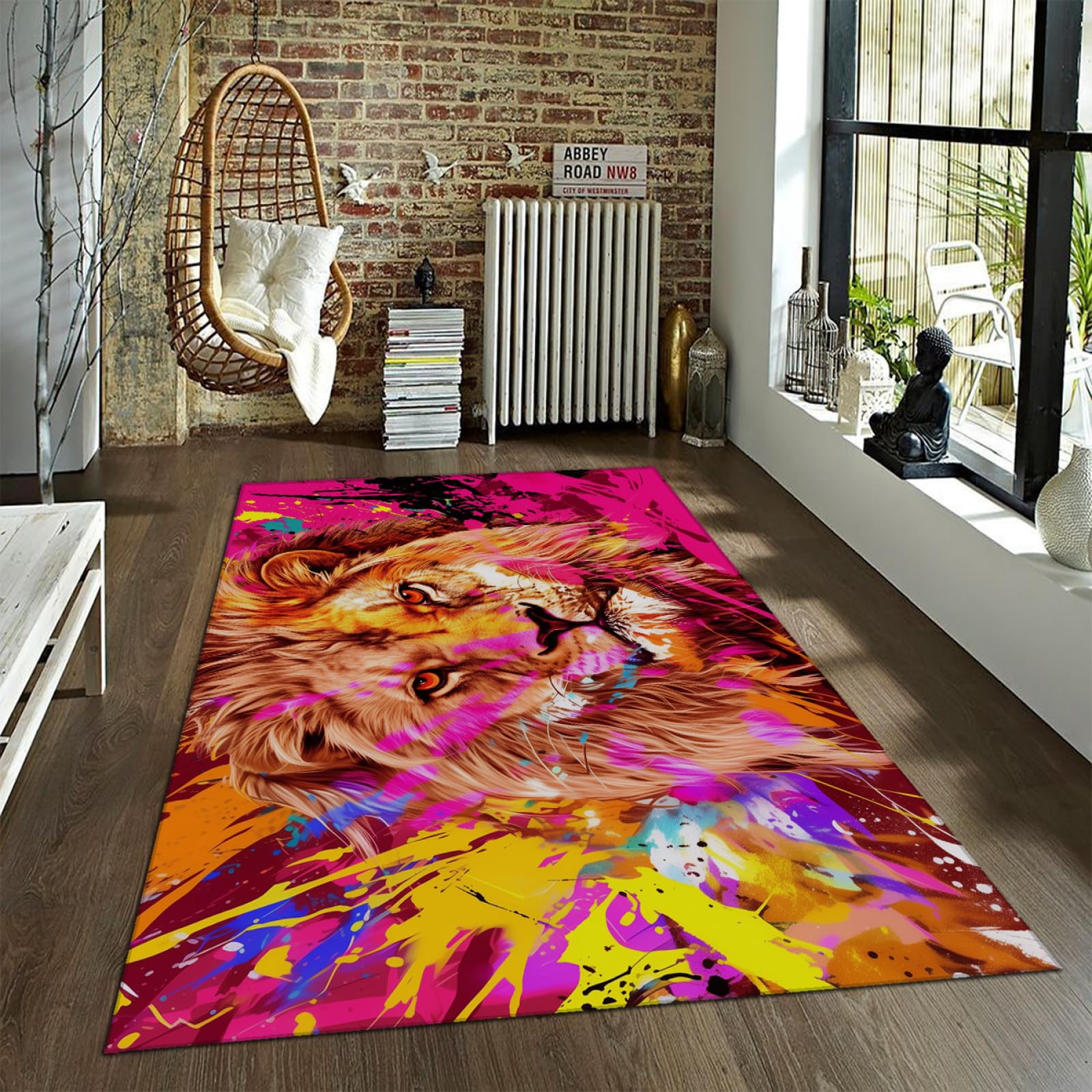 Tapis salle de jeux lion lavable pour protéger le sol de la chambre des tout-petits