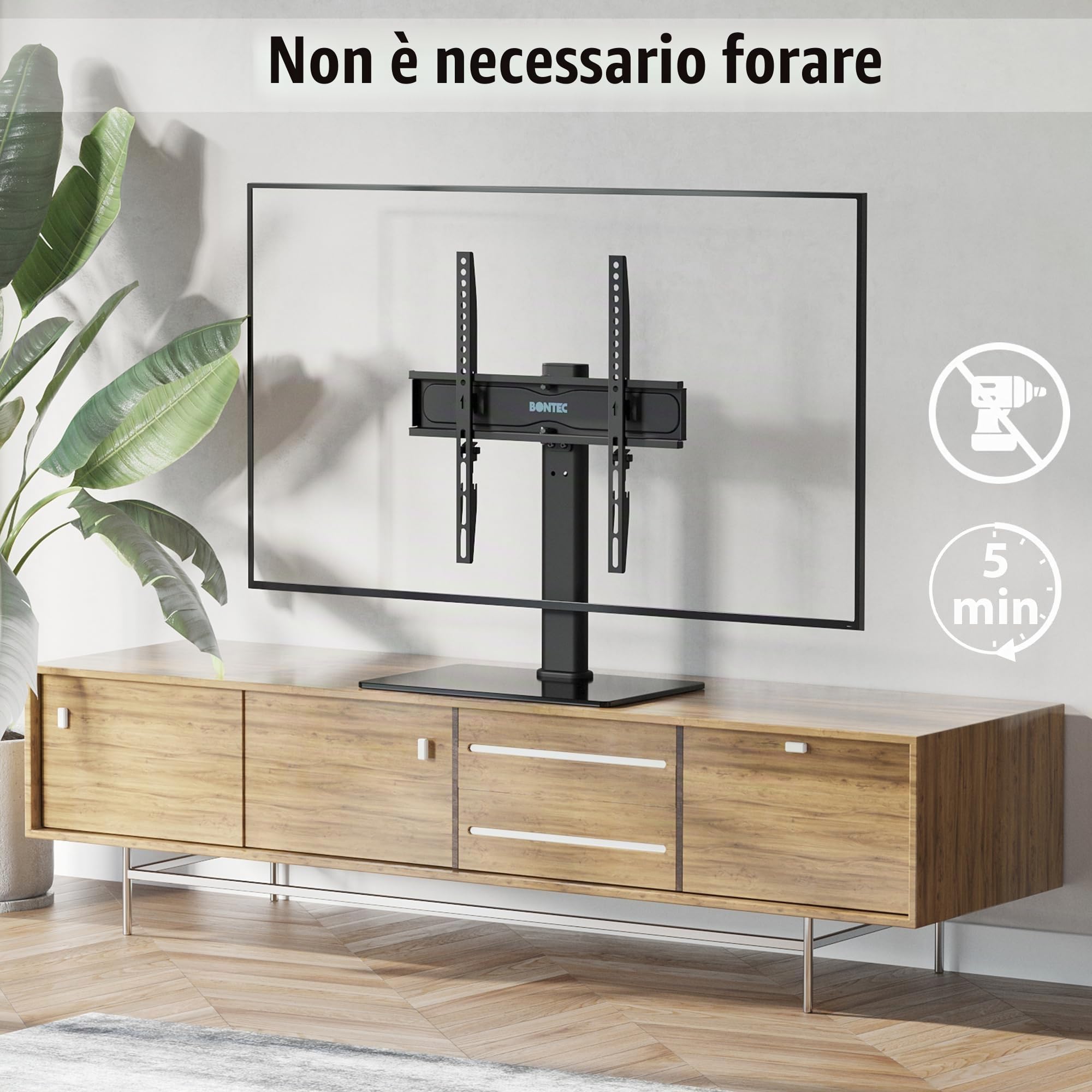 BONTEC Supporto da Tavolo per TV 24-60 Pollici Altezza Regolabile Girevole VESA 400x400 mm 45 kg