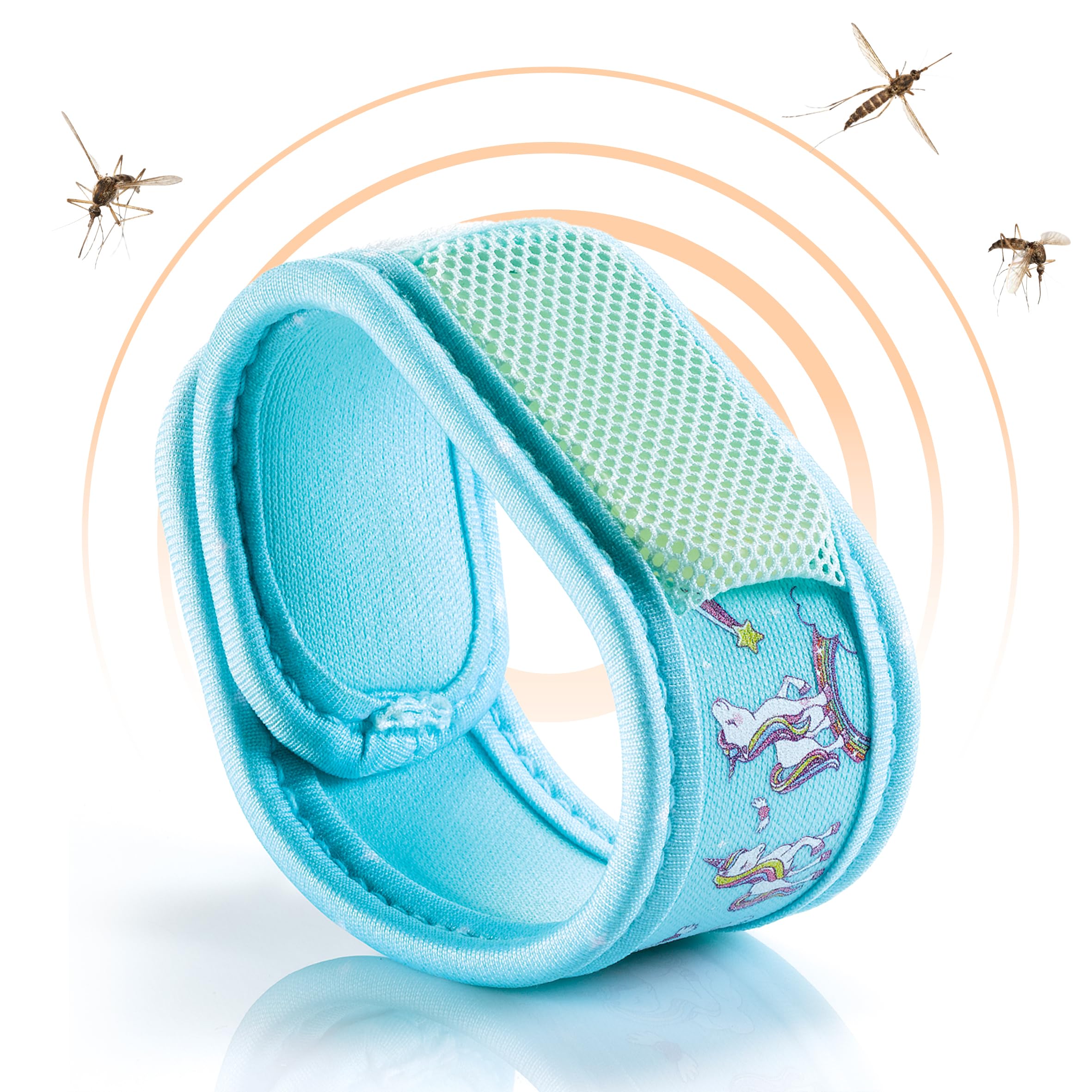 PARAKITO - Bracelet Anti-Moustiques Réutilisable - 2 Plaquettes Incluses aux Huiles Essentielles - 1 Mois de Protection - Sans DEET - Taille Junior 3+ (Licorne)