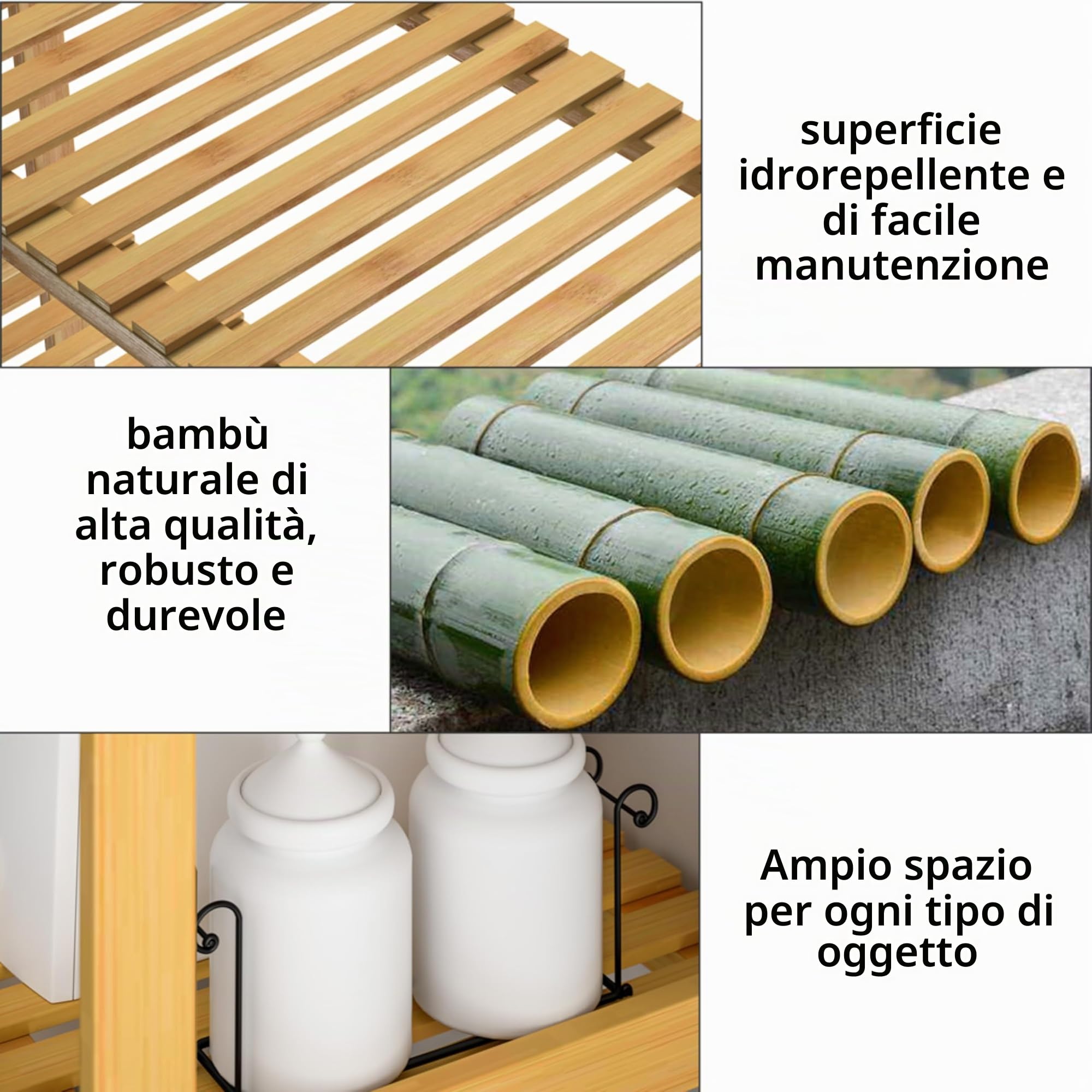 Casaria Scaffale Bagno Bamboo 5 Ripiani Altezza Regolabile 130x60x26 cm Mobile Cucina Libreria in Legno Organizer Studio