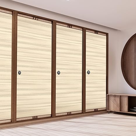 Amazon ふすま紙 襖紙 和モダン クリーム色 ボーダー 巾94cm 丈3cm 張り替え のりなし 1枚 ふすま紙