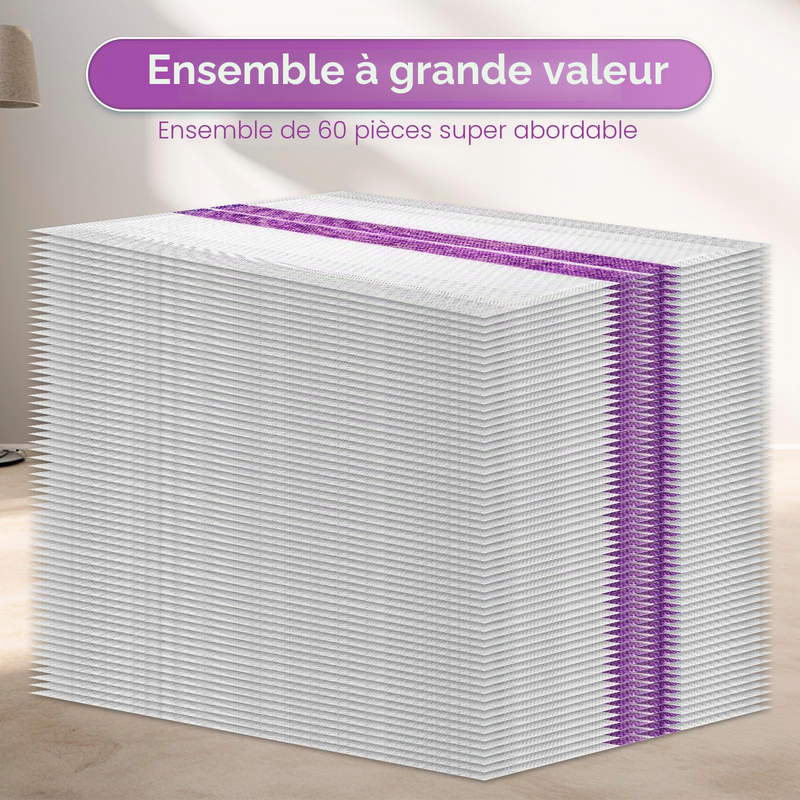 (60 Pièces) WetJet Lingettes Serpillières pour Swiffer WetJet, Lingettes Jetables, Recharges Multi-Surfaces pour Swiffer Wet Jet, Lingette Serpillière, Tampons de Vadrouille