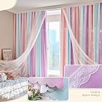 Curtains for Girls Room Blackout Curtains for Kids Rooms Rainbow Curtain Dream Star Princess Curtain for Daughter Bedroom Window(PinkBluePurple,52"x54")