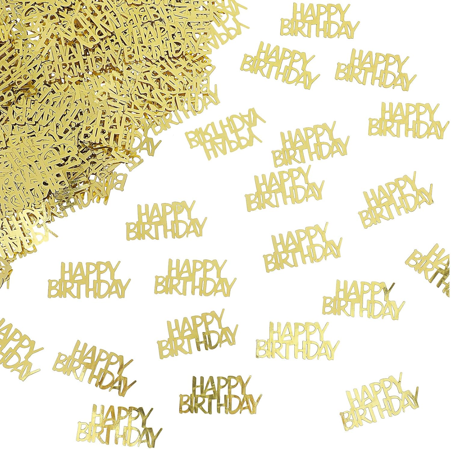 Gold Happy Birthday Confetti, Birthday Table Paper Confetti Scatter Decorations for Party Baby Shower DIY Arts and Crafting (0.03 lbs)