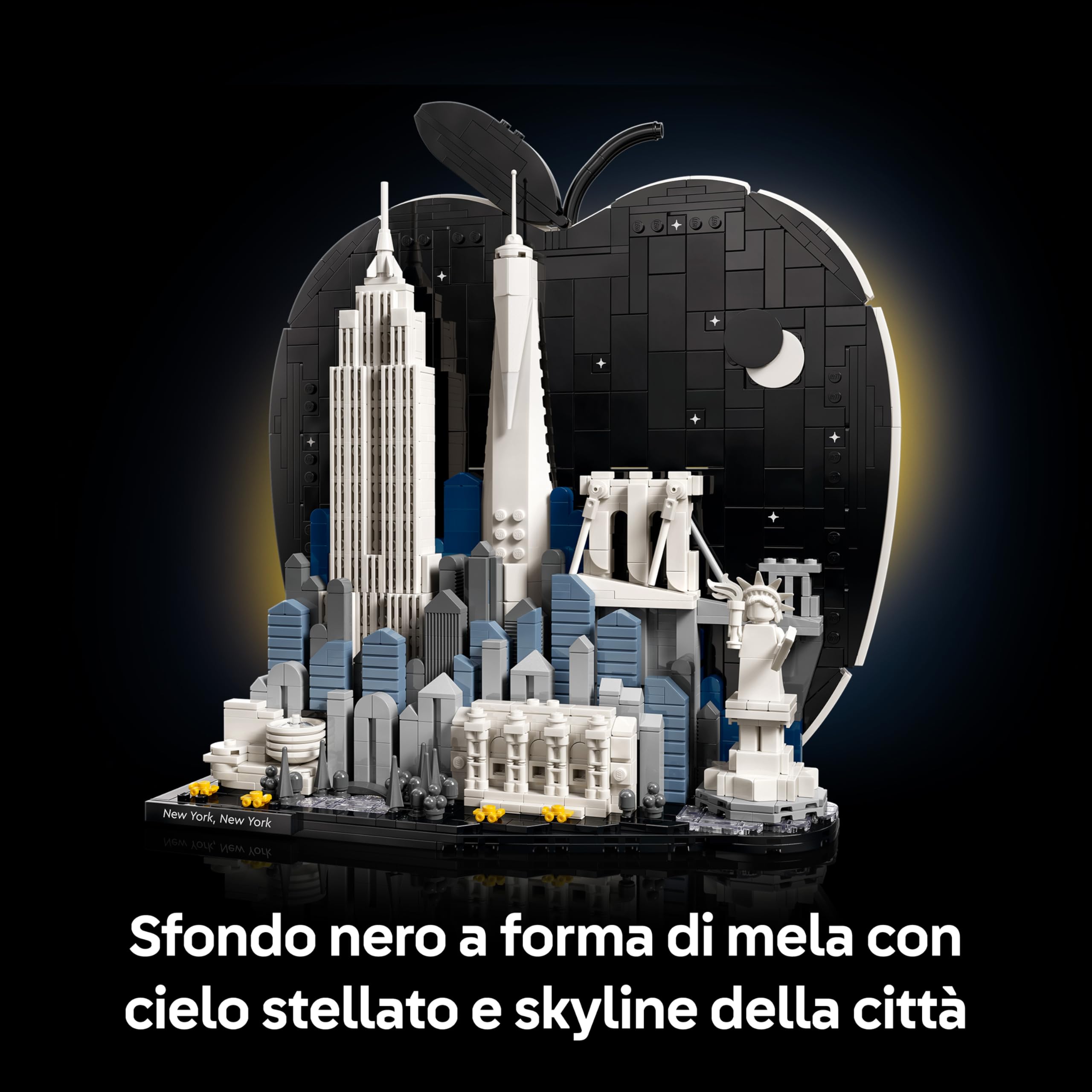 LEGO Architecture New York City – La Grande Mela - Kit Modellismo per Adulti - Decorazione da Mensola con Monumenti Simbolici tra cui Empire State Building e Ponte di Brooklyn - Regalo Fai da Te 21066