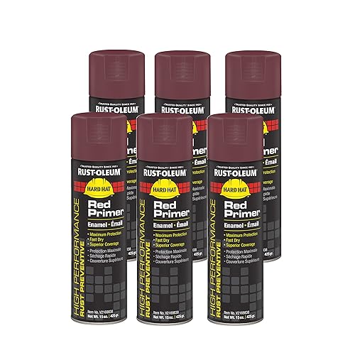 Rust-Oleum Pintura de esmalte en aerosol para prevenir oxidación, sistema de alto rendimiento V2100, 15 onzas, 6 unidades, rojo (Red Primer), 6
