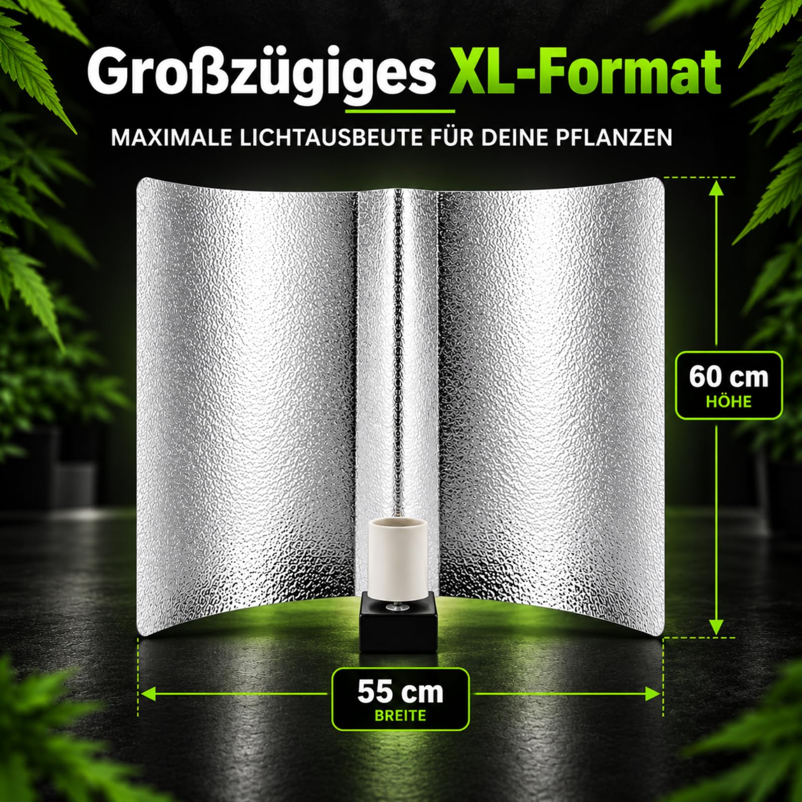 Weedness XL Crecimiento Reflector Lámpara 55x60 cm con E40 Casquillo para NDL y MHL Iluminación - Lámpara de Plantas Crecimiento Interior Lámpara de Vapor de Sodio