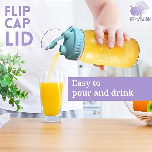 Miniatura 3 de 4 tapas para tarros Mason de boca ancha con boquilla de vertido y tapa abatible a prueba de fugas, sin BPA (tarros no incluidos)