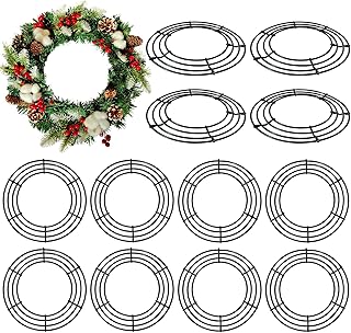 12 Pack 12'' Metal Wreath Frame Wire Wreath Rings for Christmas New Year...