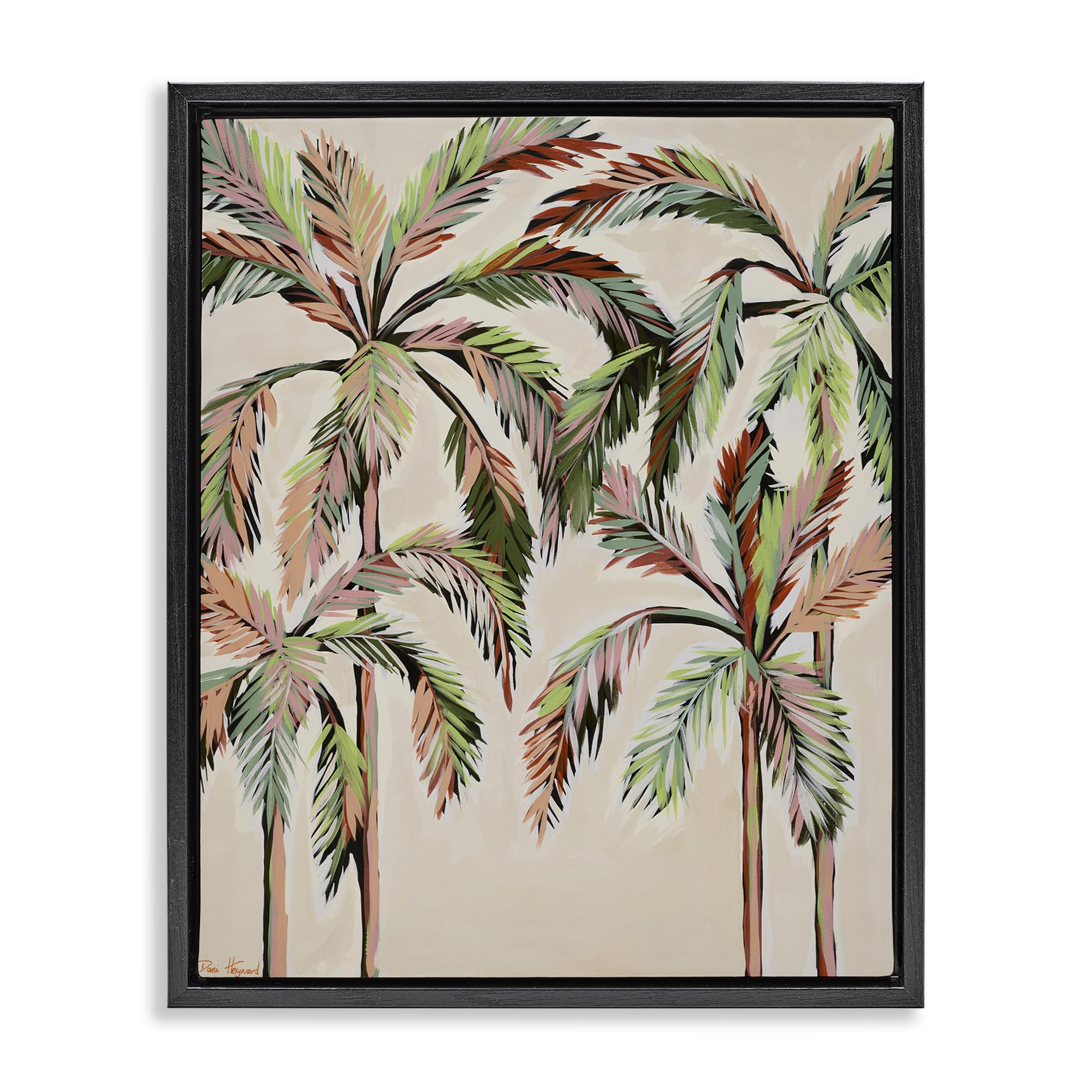 Stupell Industries 'Blushing Palm Tree Canopy', Floating Frame Canvas Art, Black, 25 x 31 Inches, Easy to Hang and Sturdy, Made in USA, by Dani Heyward