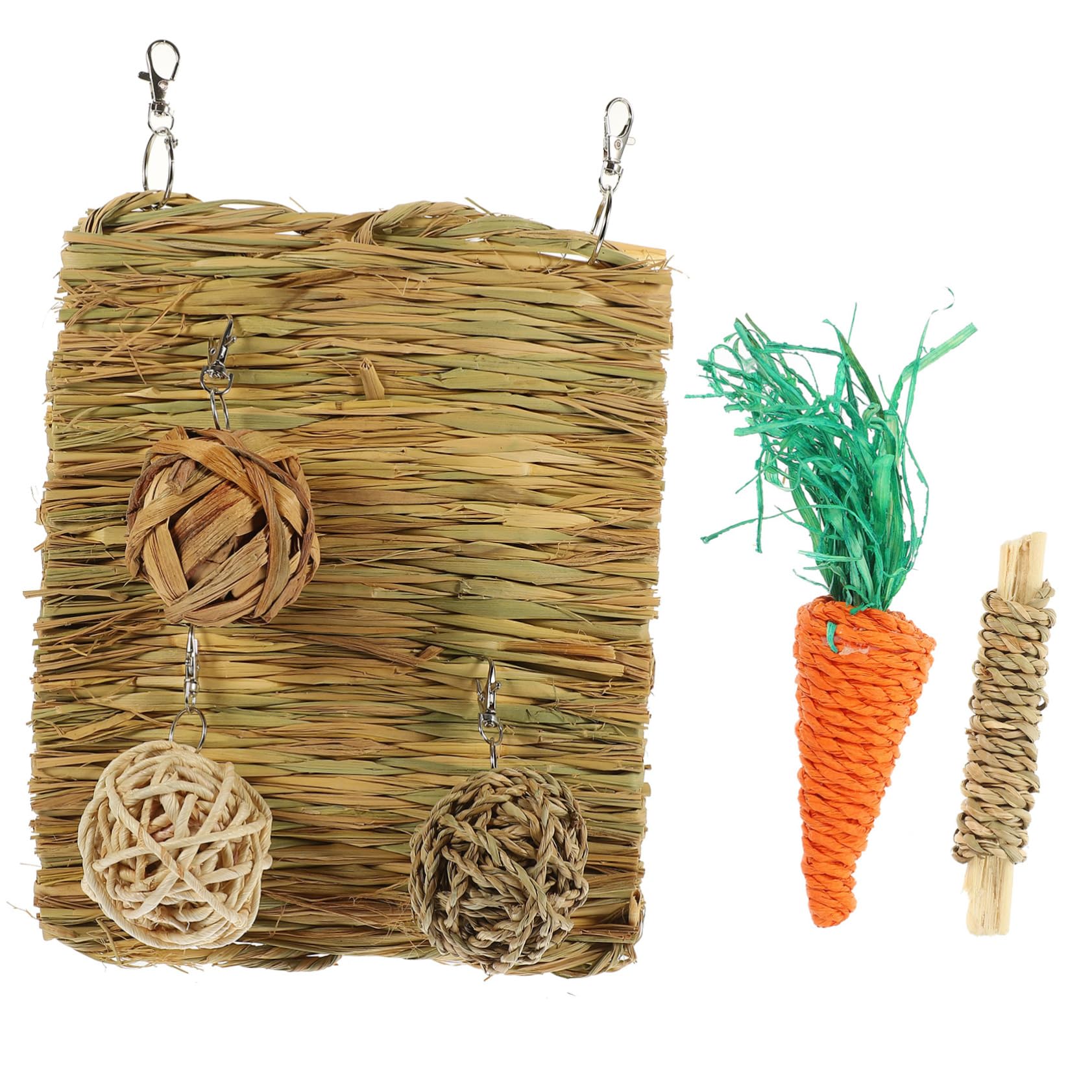 Rabbit Straw Mat Natural Grass Woven Bedding for Small Cages Indoor Rabbit Cages Accessories