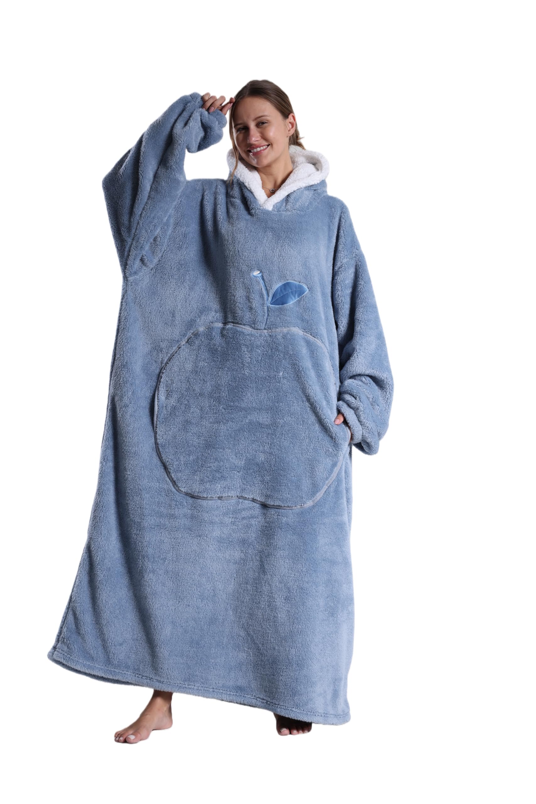Hoodie Decke, Lange Kapuzendecke für Faule Leute, bequemes Flannell-Krabbelmaterial, Geeignet für Erwachsene Männer und Frauen.