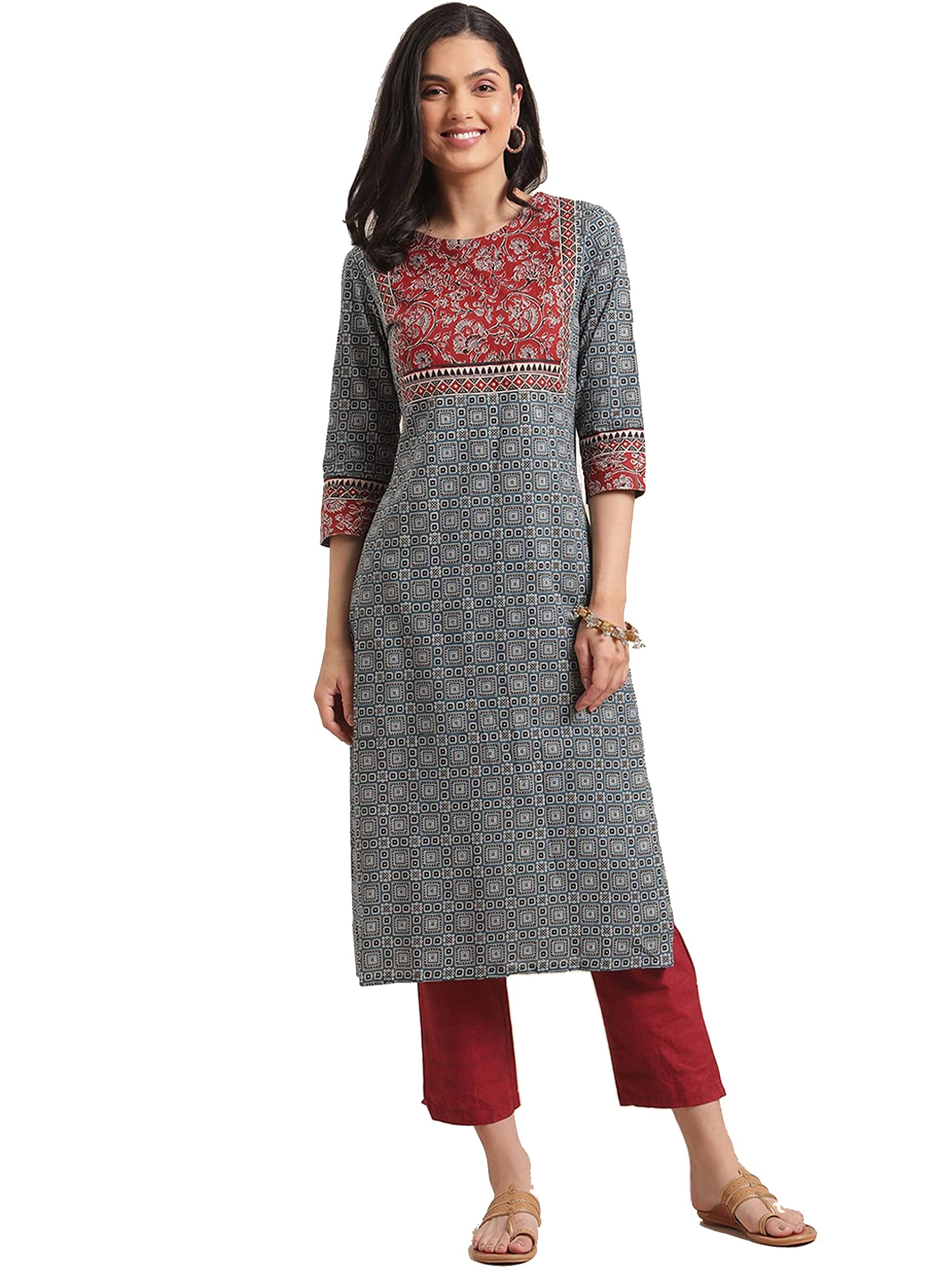 MJRNKurtis for Women Indian Party wear Dress Designer Printed Cotton Straight Kurta Tunic Top