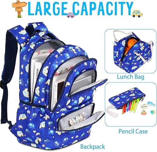 Vista 2 de Mochila para niñas, mochila escolar con nubes de arco iris, mochila escolar ligera con lonchera y estuche para lápices