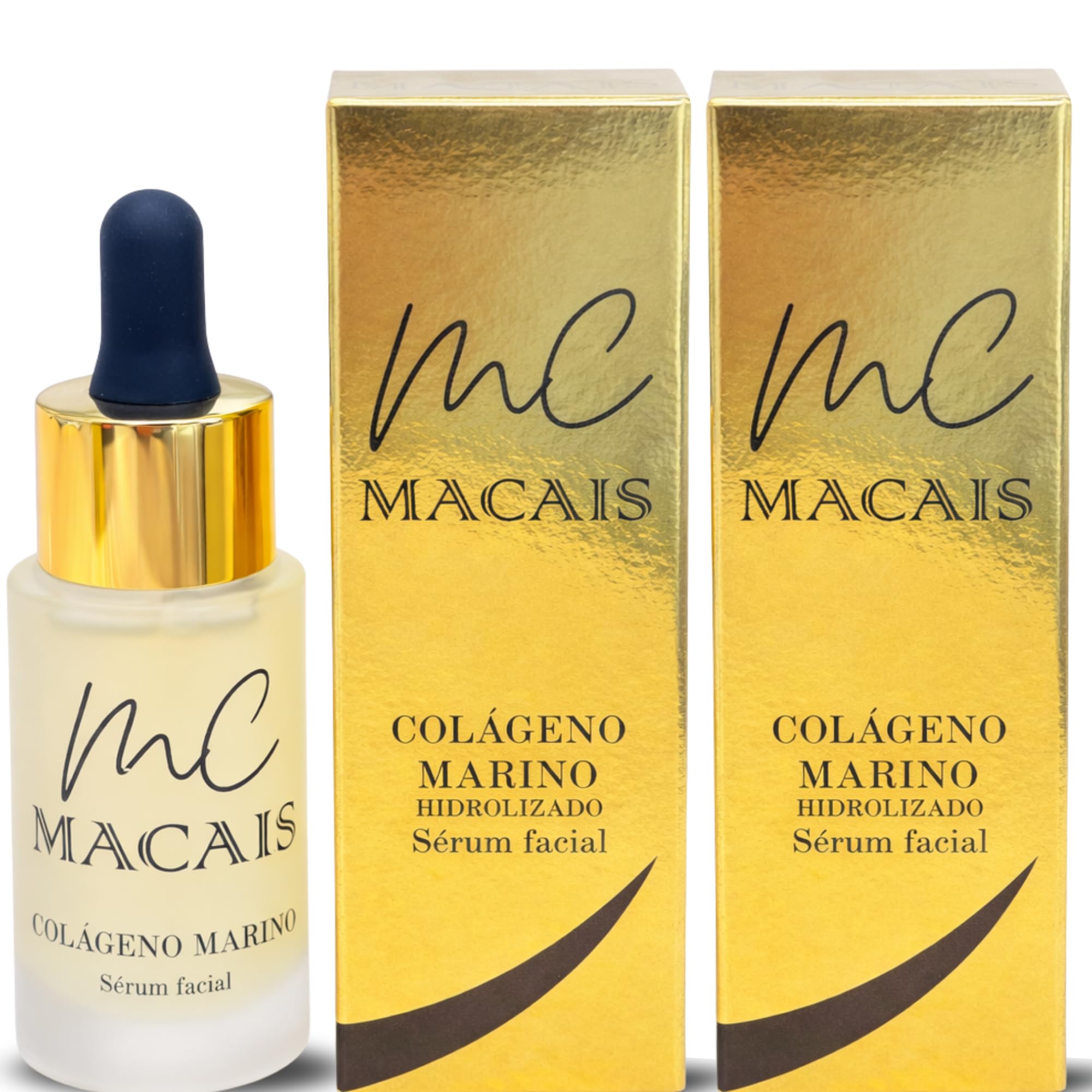Siero Viso Idratante con Collagene Marino Idrolizzato – 20 ml Confezione da 2 – Siero al Collagene per Idratazione, Elasticità e Morbidezza della Pelle – Trattamento Viso per Uso Quotidiano – Macais