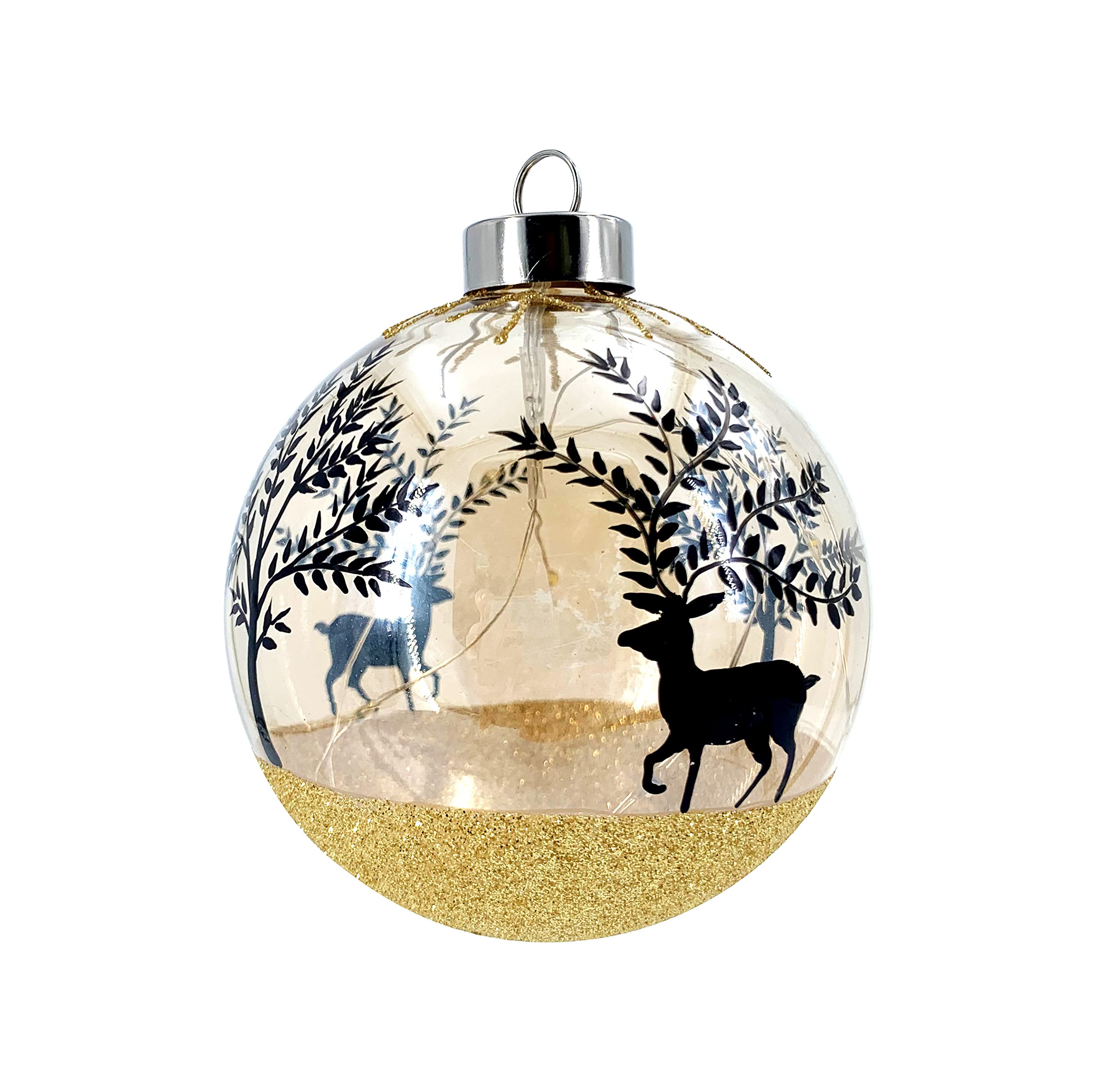Christmas Magic Glass Bauble with LED Light 10cm