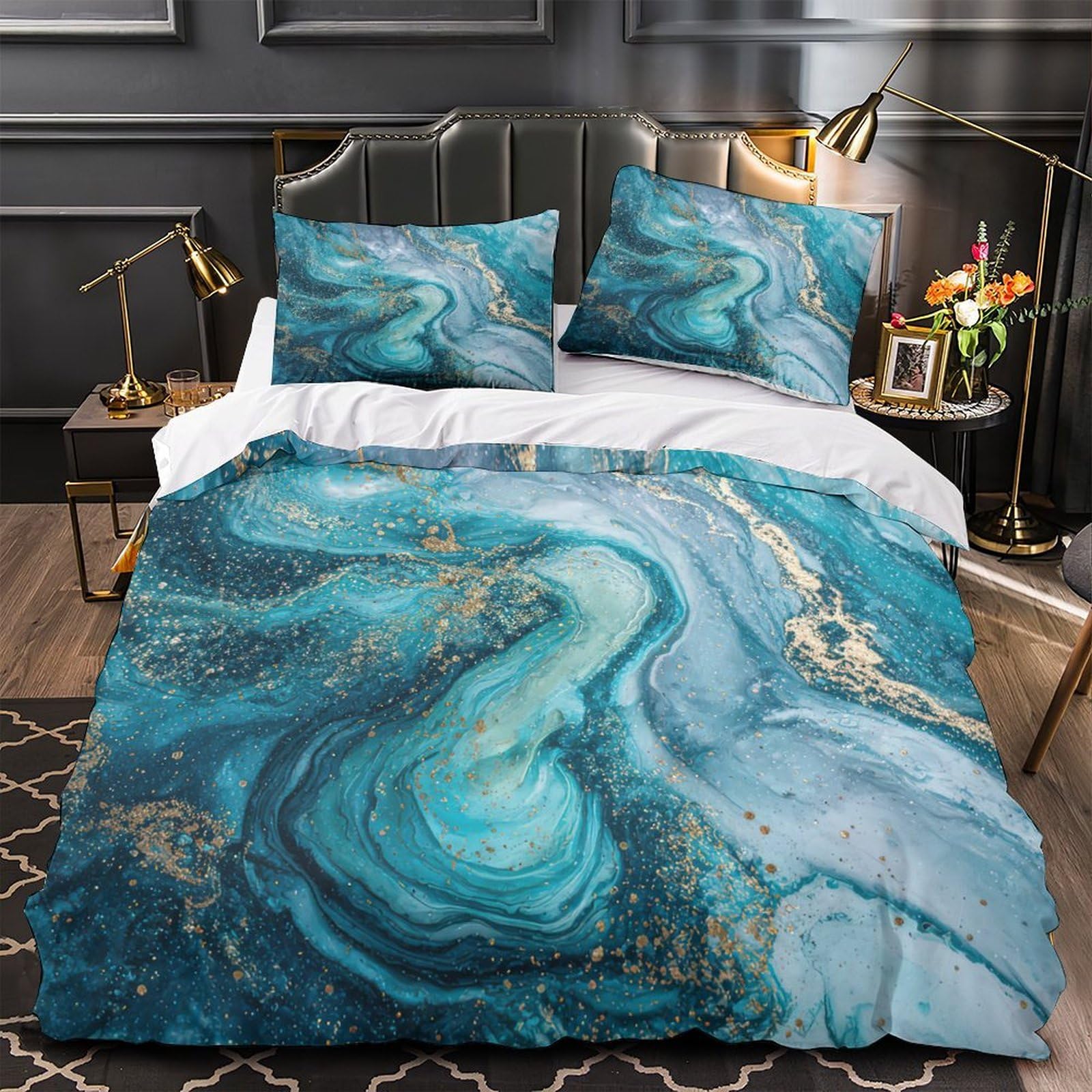 Housse de couette vagues 3D en microfibre fluide au fini premium