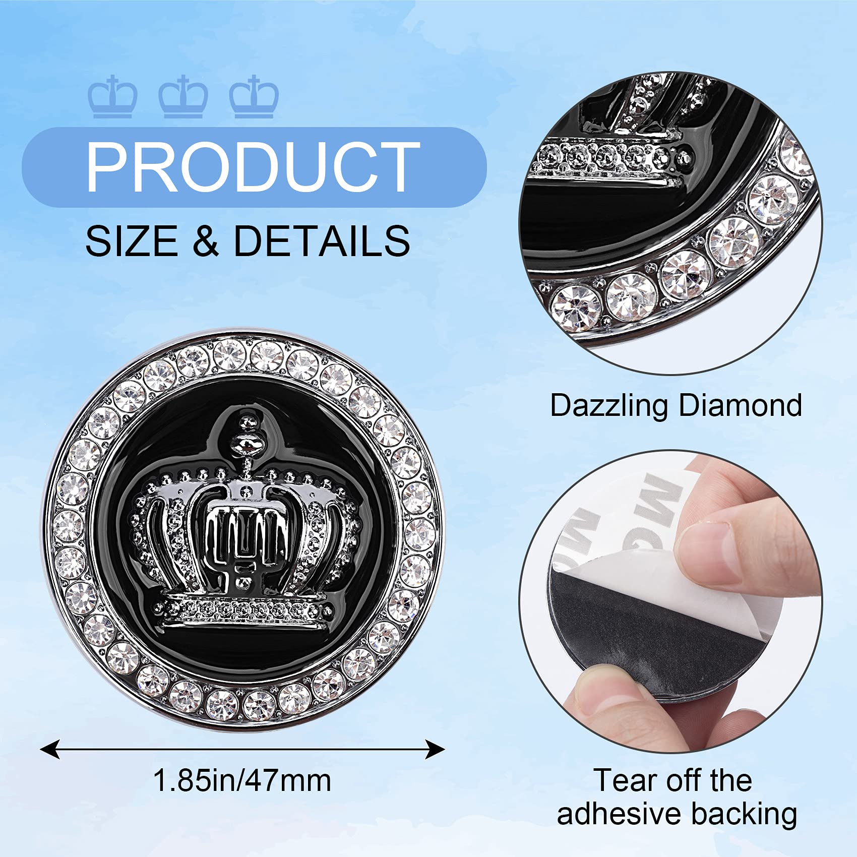 Diamant kroon embleem 3D knipperende auto embleem sticker metalen auto sticker decoratie auto exterieur (groot goud Diamant kroon embleem 3D knipperende auto embleem sticker metalen auto sticker decoratie auto exterieur (groot goud