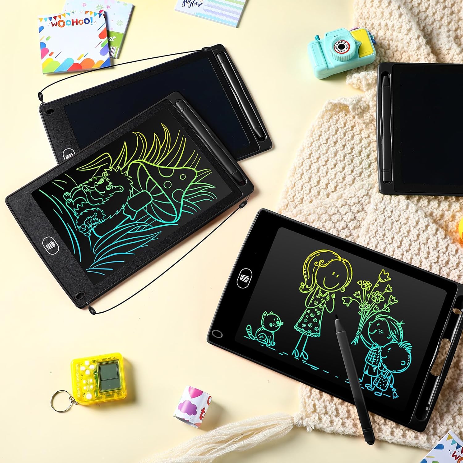 Zhehao 64 Pieces LCD Writing Tablet Doodle Board for Kids Bulk, 8.5 Inch Reusable Erasable Drawing Pad Learning Educational Toy Birthday Party Favor Gift for Boys Girls(Black)