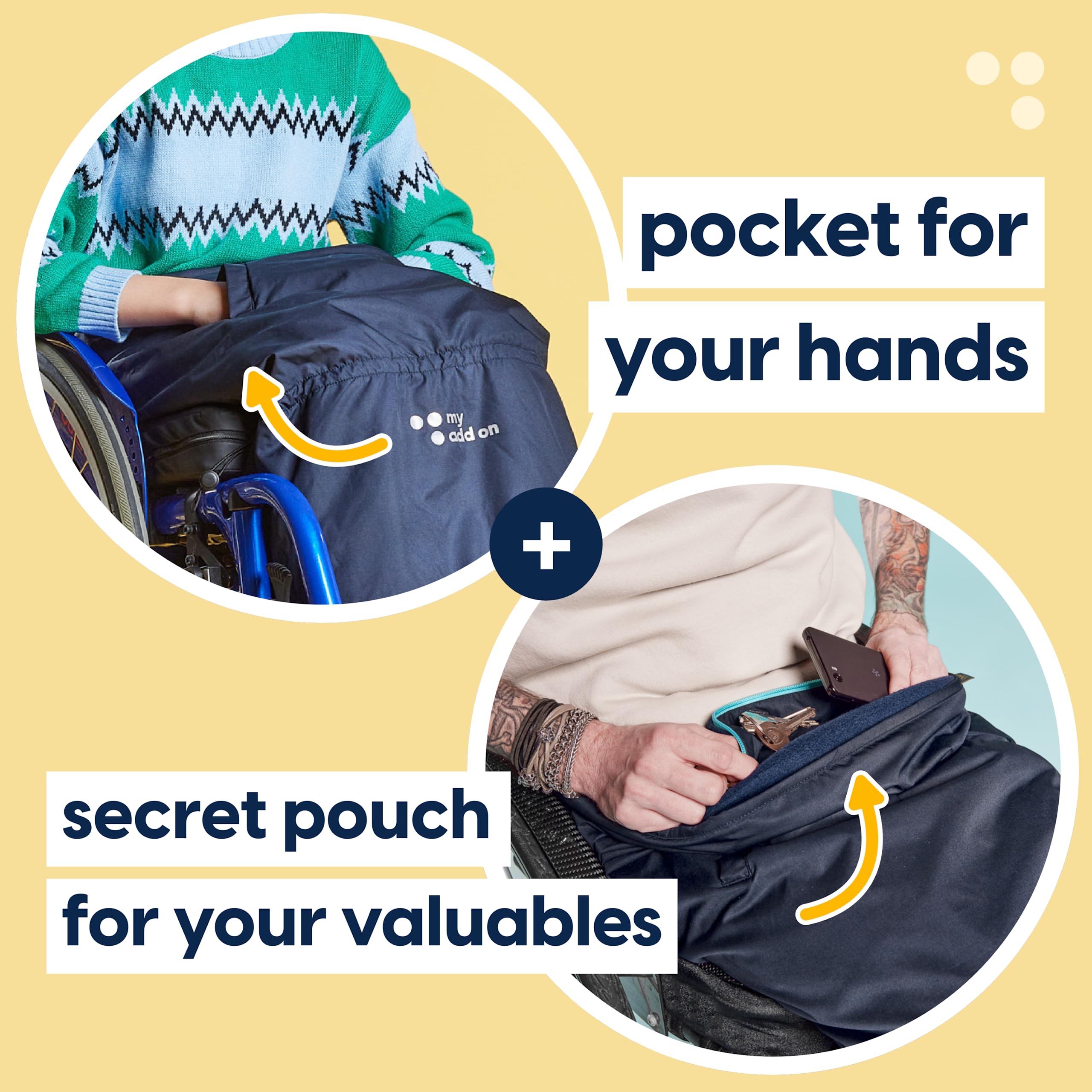MyBlanket - Funda impermeable para silla de ruedas, ligera y compacta, adecuada para silla de ruedas eléctrica y manual, scooter de movilidad, protección de piernas, sin levantarse, azul medianoche