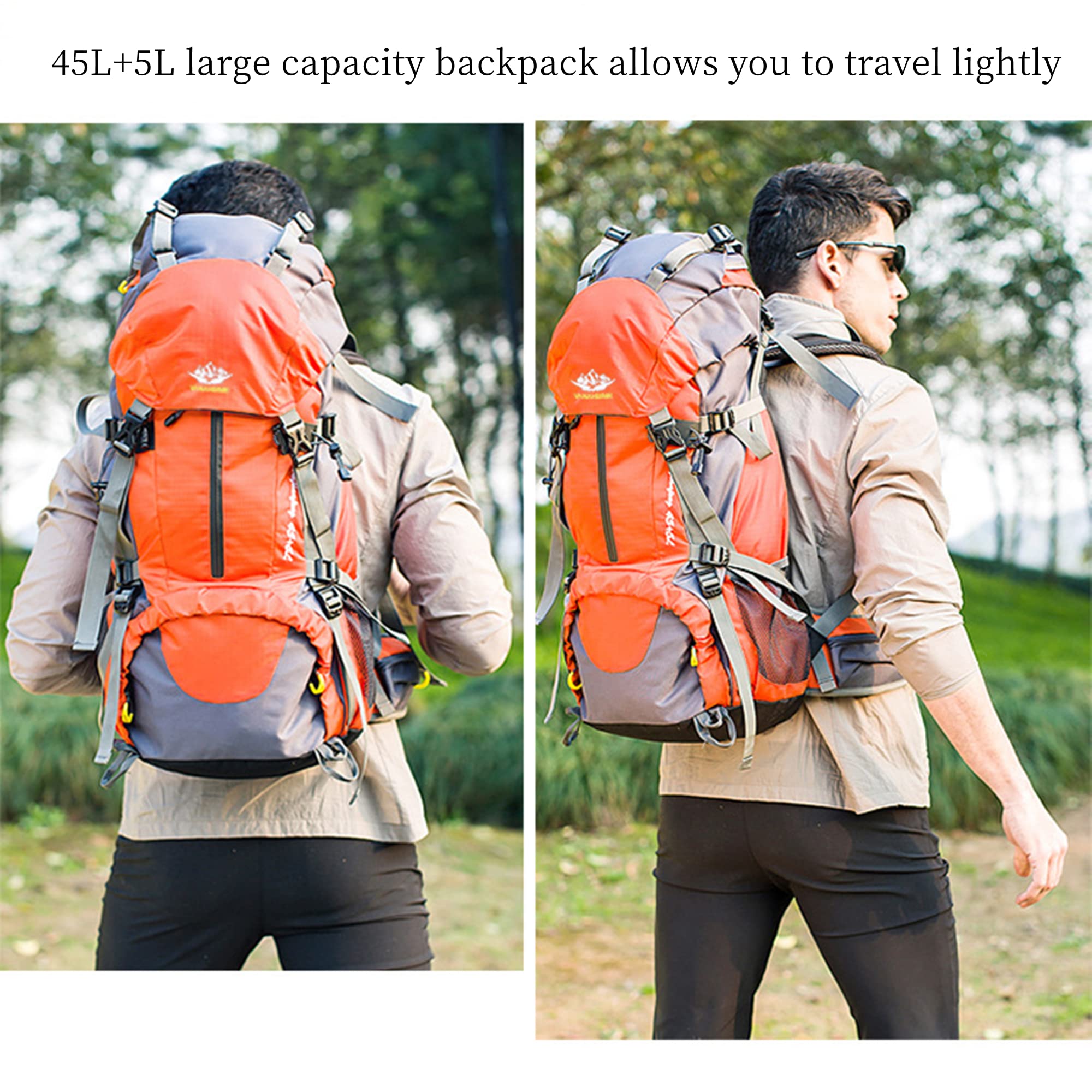 50 l Wanderrucksack, wasserdicht, leicht, mit Regenschutz, Outdoor-Sport, Reisen, Tagesrucksack für Männer und Frauen, Klettern, Camping, Touren, marineblau